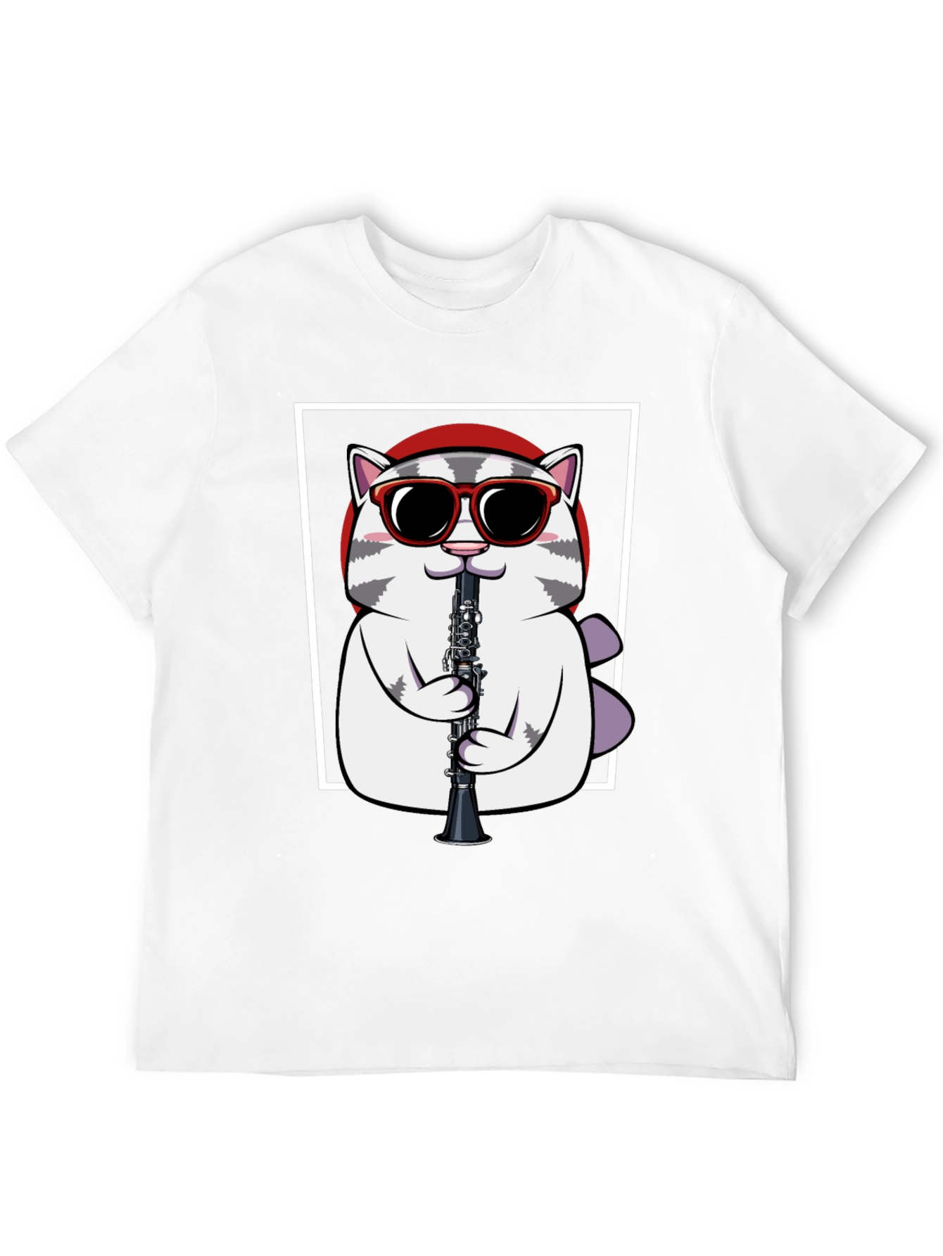 Black Cool Cat Clarinet T-Shirt - Musician Graphic Tee view 12