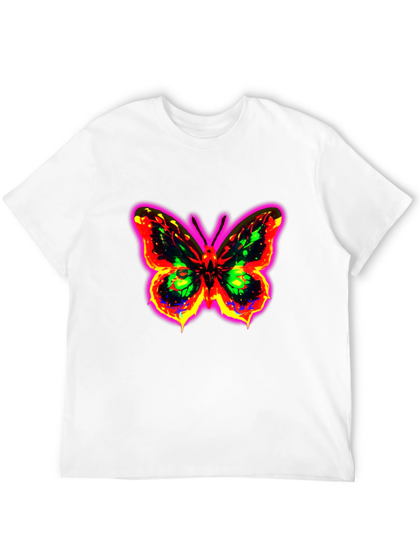 Black Neon Butterfly Graphic Black T-Shirt view 12