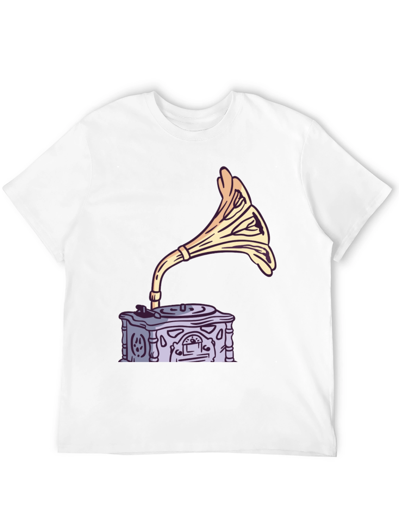 Black Vintage Gramophone Graphic Tee - Retro Music Lover Shirt view 12