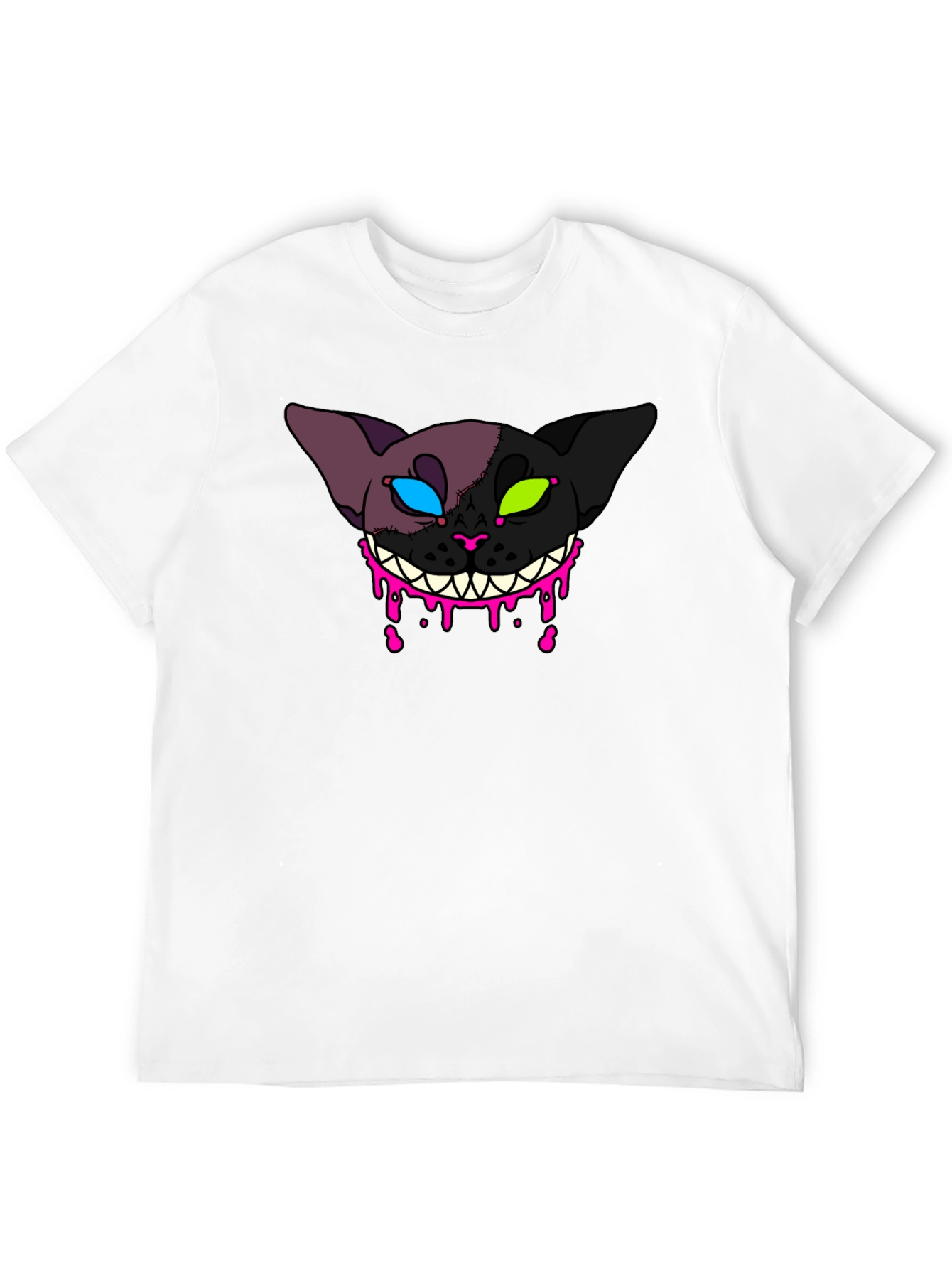 Black Creepy Cat Graphic T-Shirt - Unique Design view 12