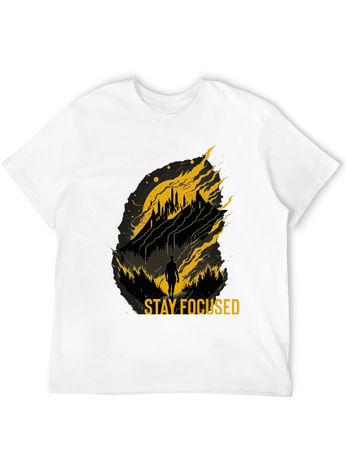 Black Stay Focused Graphic T-Shirt - Inspiring Design view 12