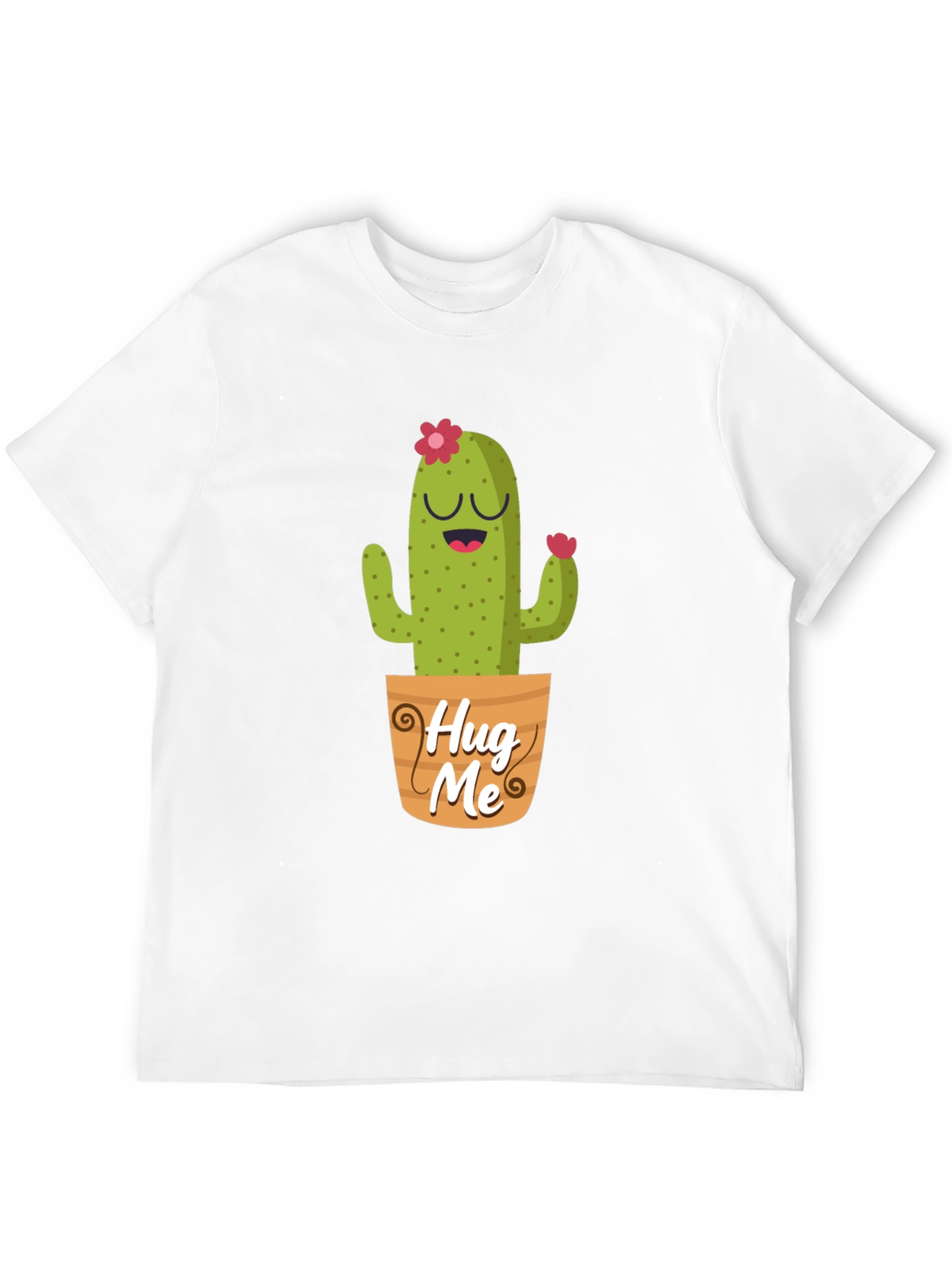 Black Cute Cactus "Hug Me" Graphic T-Shirt view 12