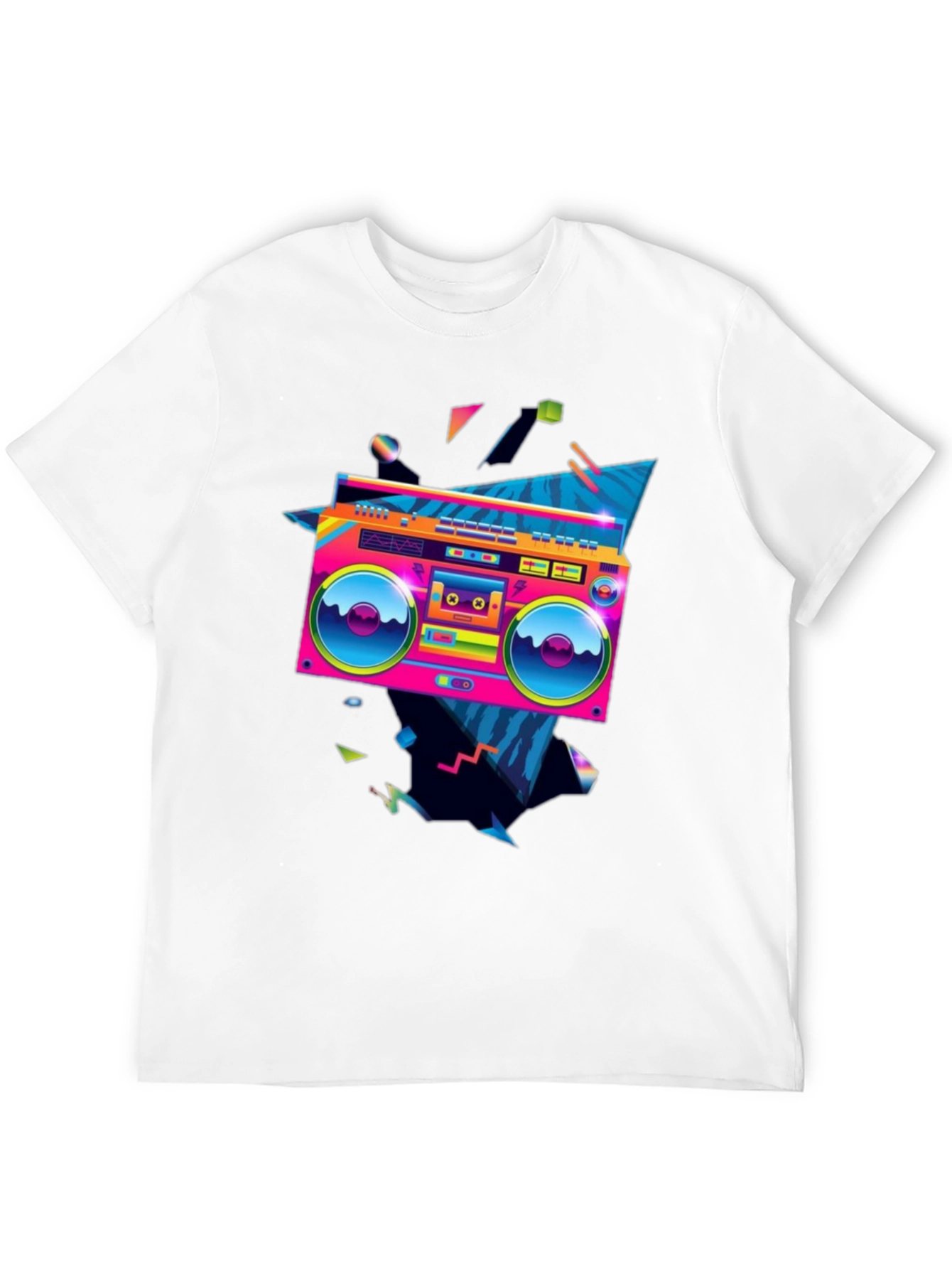 Black Retro Boombox Graphic Tee - 80s Style! view 12