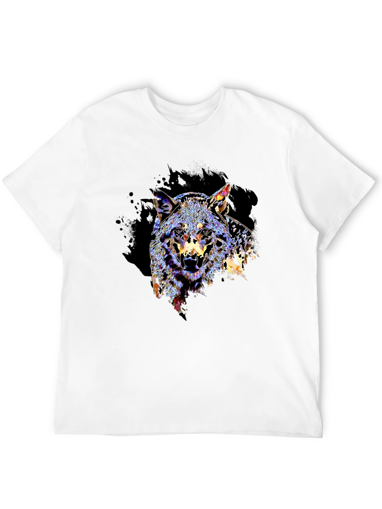 Black Wolf Graphic Print Black T-Shirt view 12