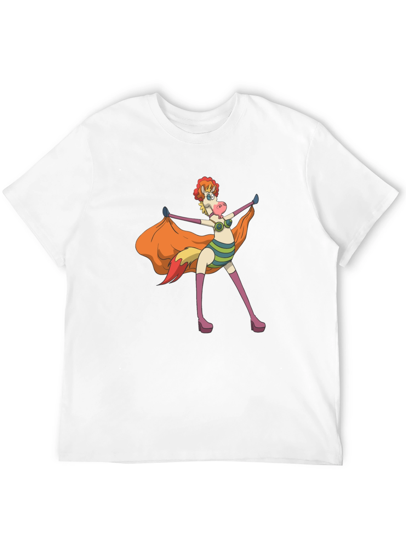 Black Cartoon Horse T-Shirt - Black Cotton Tee view 12