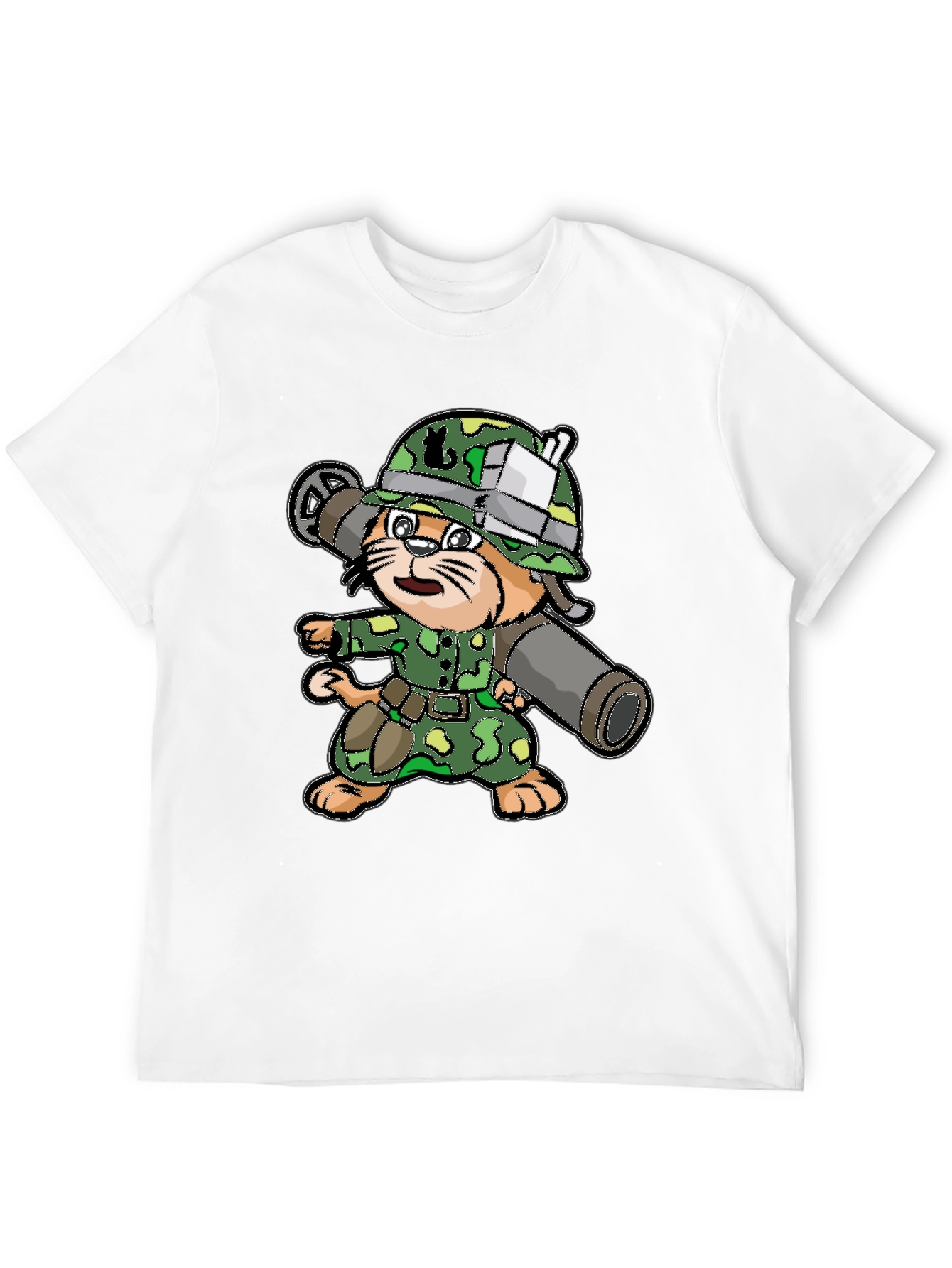 Black Army Cat T-Shirt - Funny Graphic Tee view 12