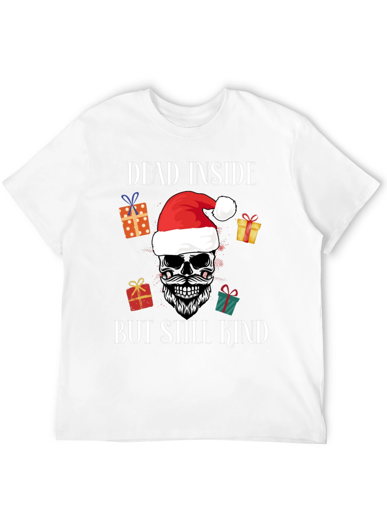 Black Dead Inside But Still Kind Christmas T-Shirt view 12