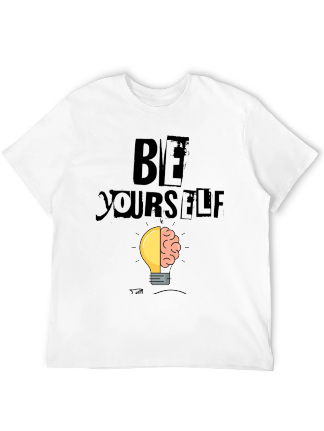 Black Be Yourself Brain Idea Lightbulb Graphic T-Shirt view 12