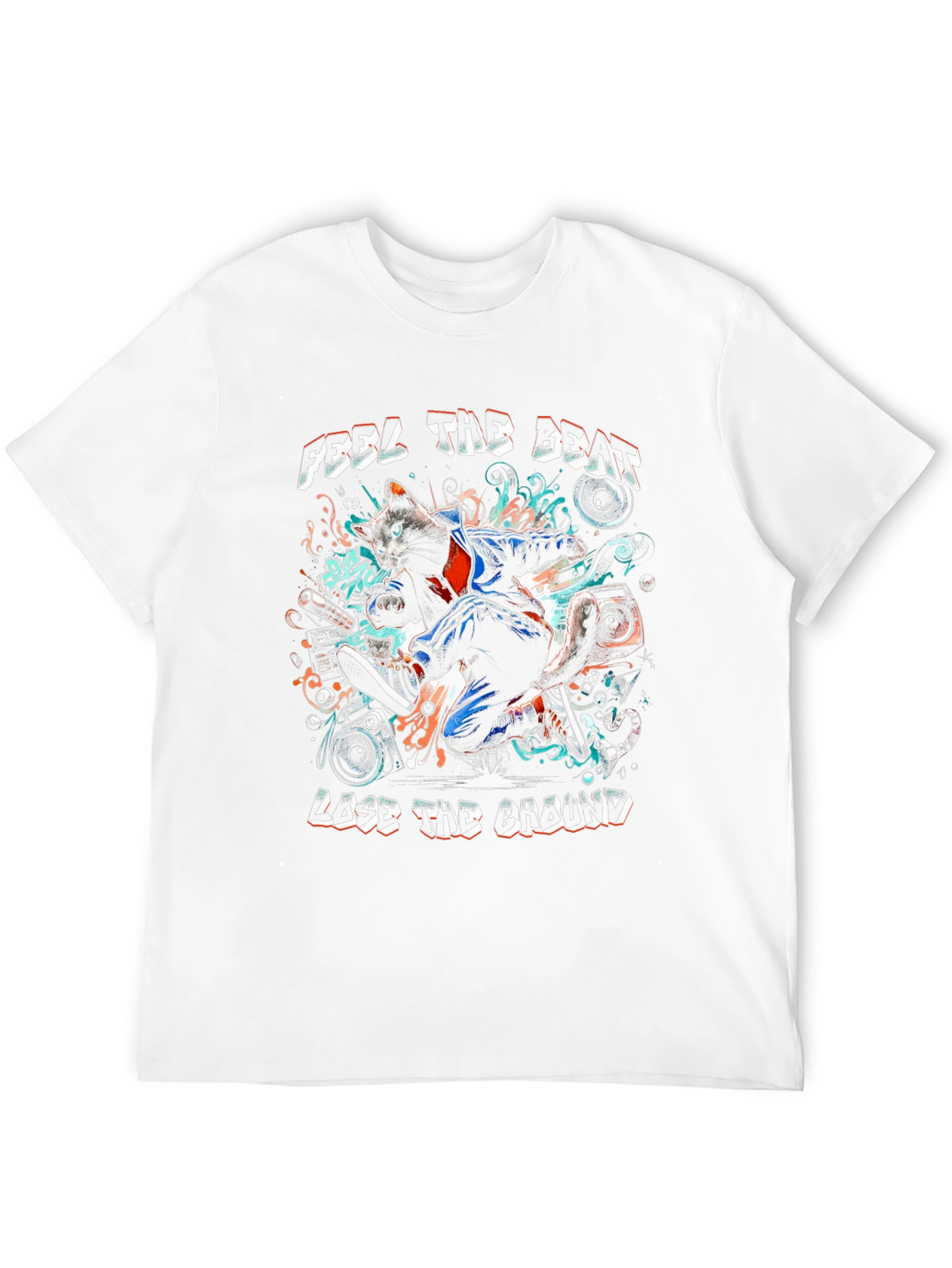 Black Feel the Beat Cat T-Shirt view 12