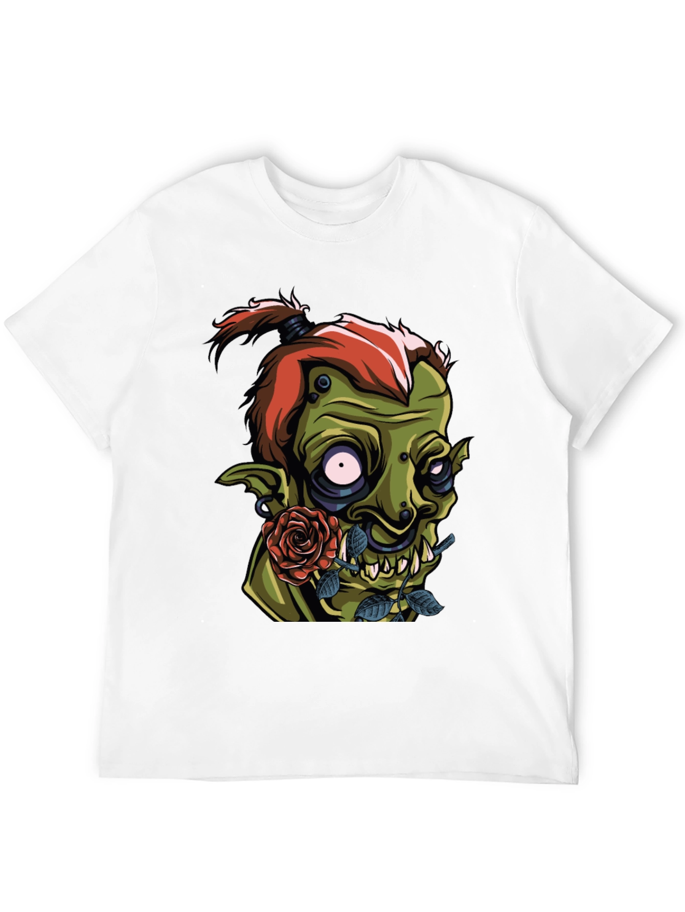 Black Men's Black T-Shirt - Goblin and Rose Design view 12