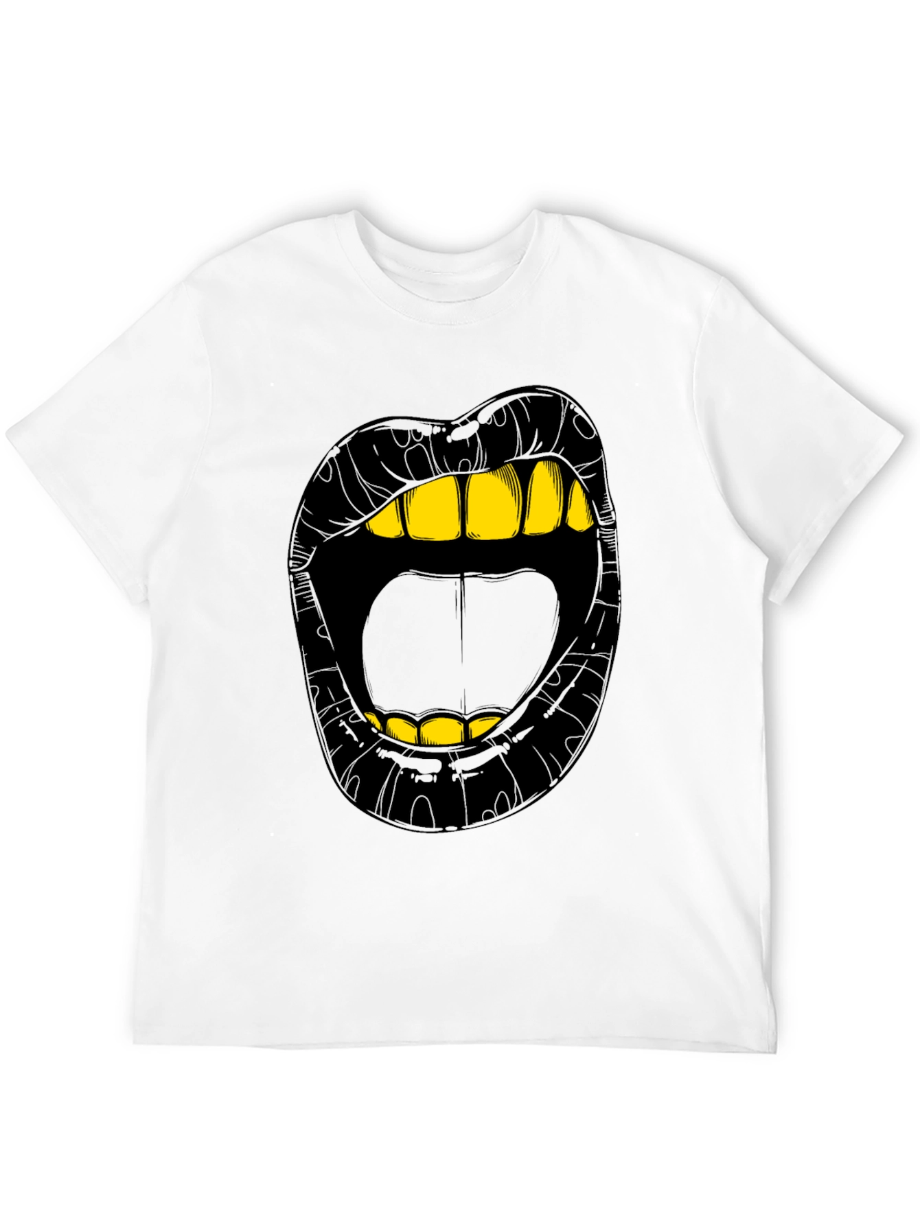 Black Bold Lip Graphic Tee - Gold Teeth Black Shirt view 12