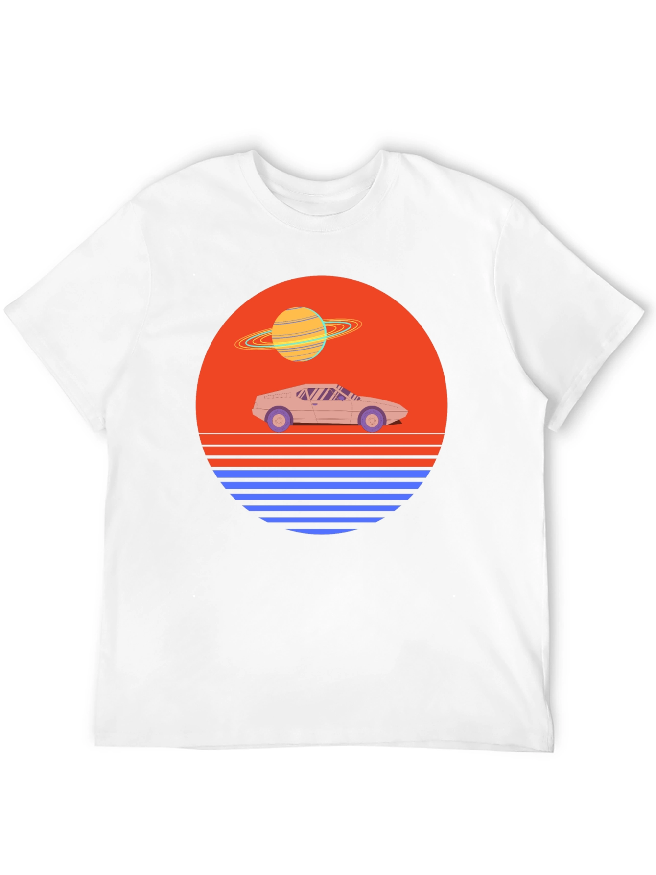 Black Retro Synthwave Car T-Shirt view 12