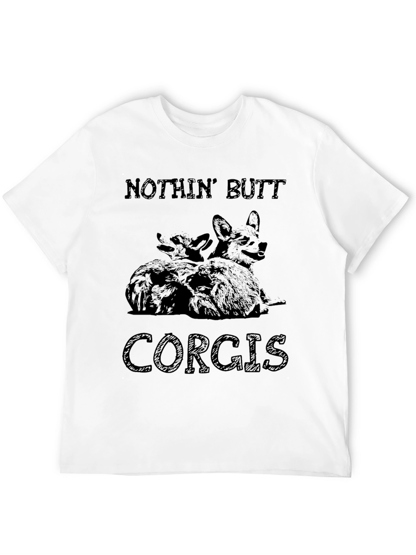 Black Nothin' Butt Corgis Graphic T-Shirt view 12