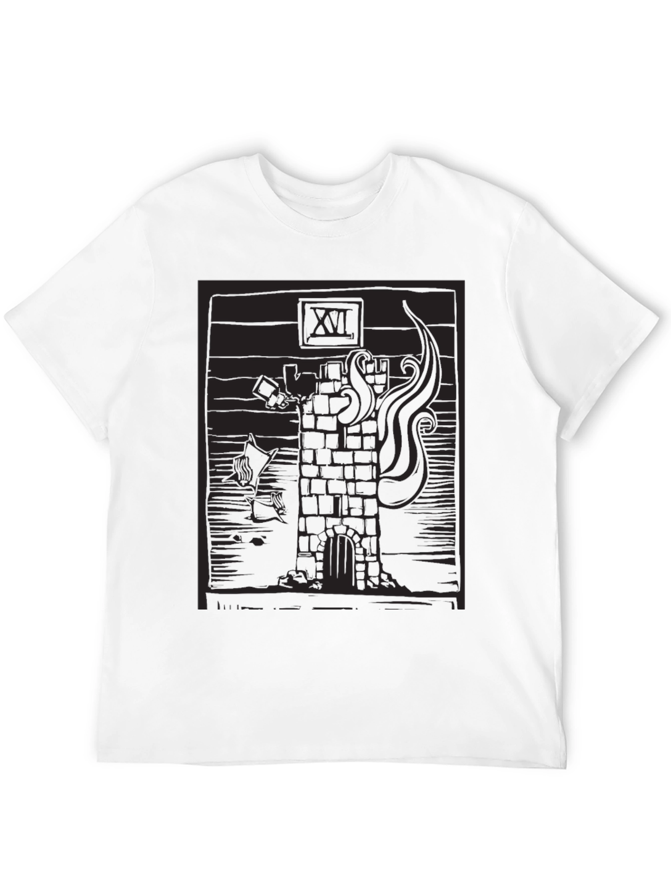 Black Tower Tarot Card Graphic T-Shirt - Black view 12