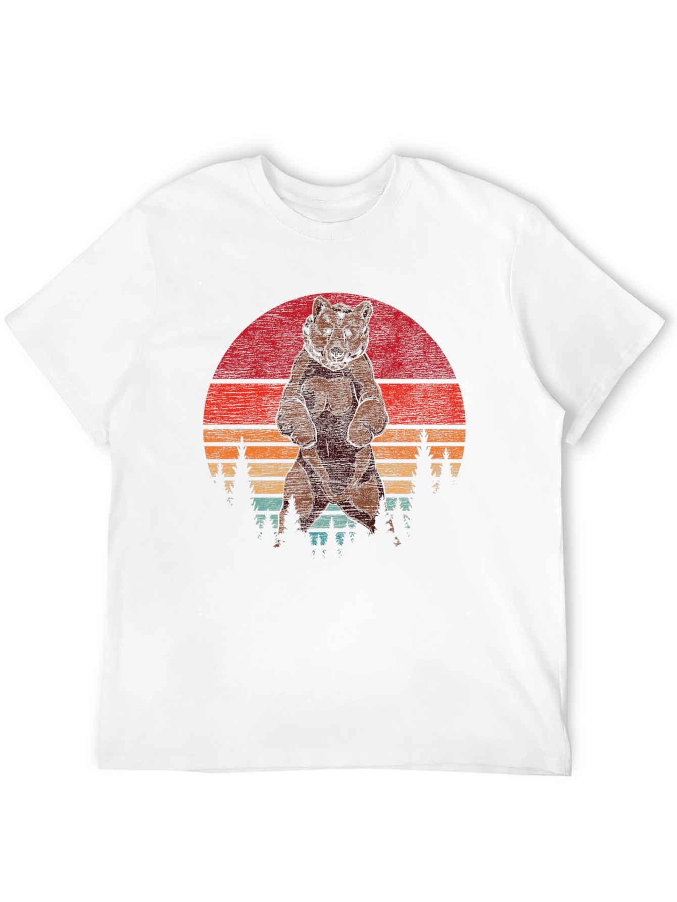 Black Retro Bear Sunset T-Shirt - Vintage Style Design view 12