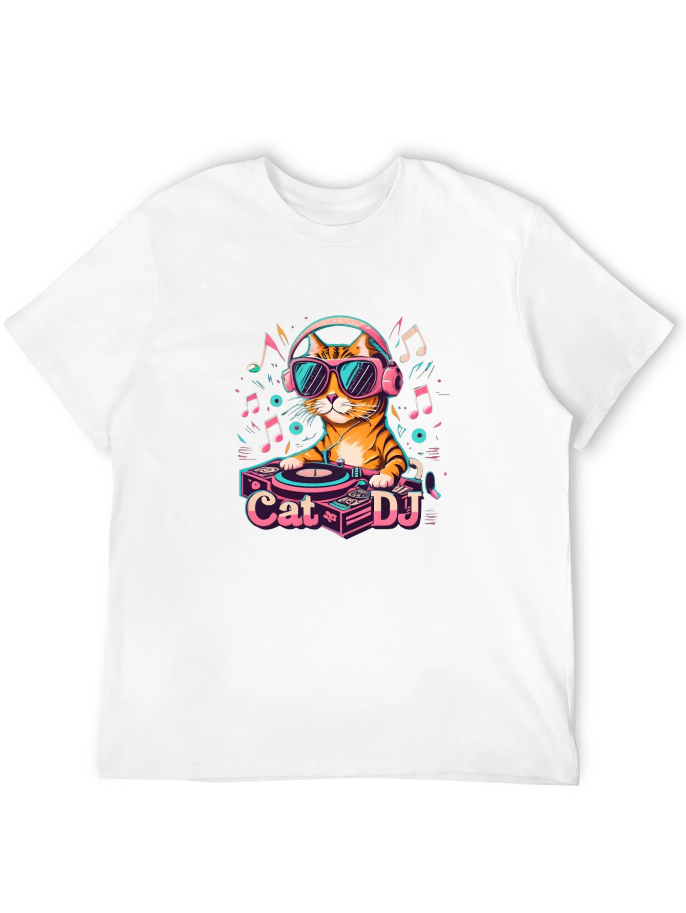 Black Cool Cat DJ Graphic T-Shirt - Unisex view 12