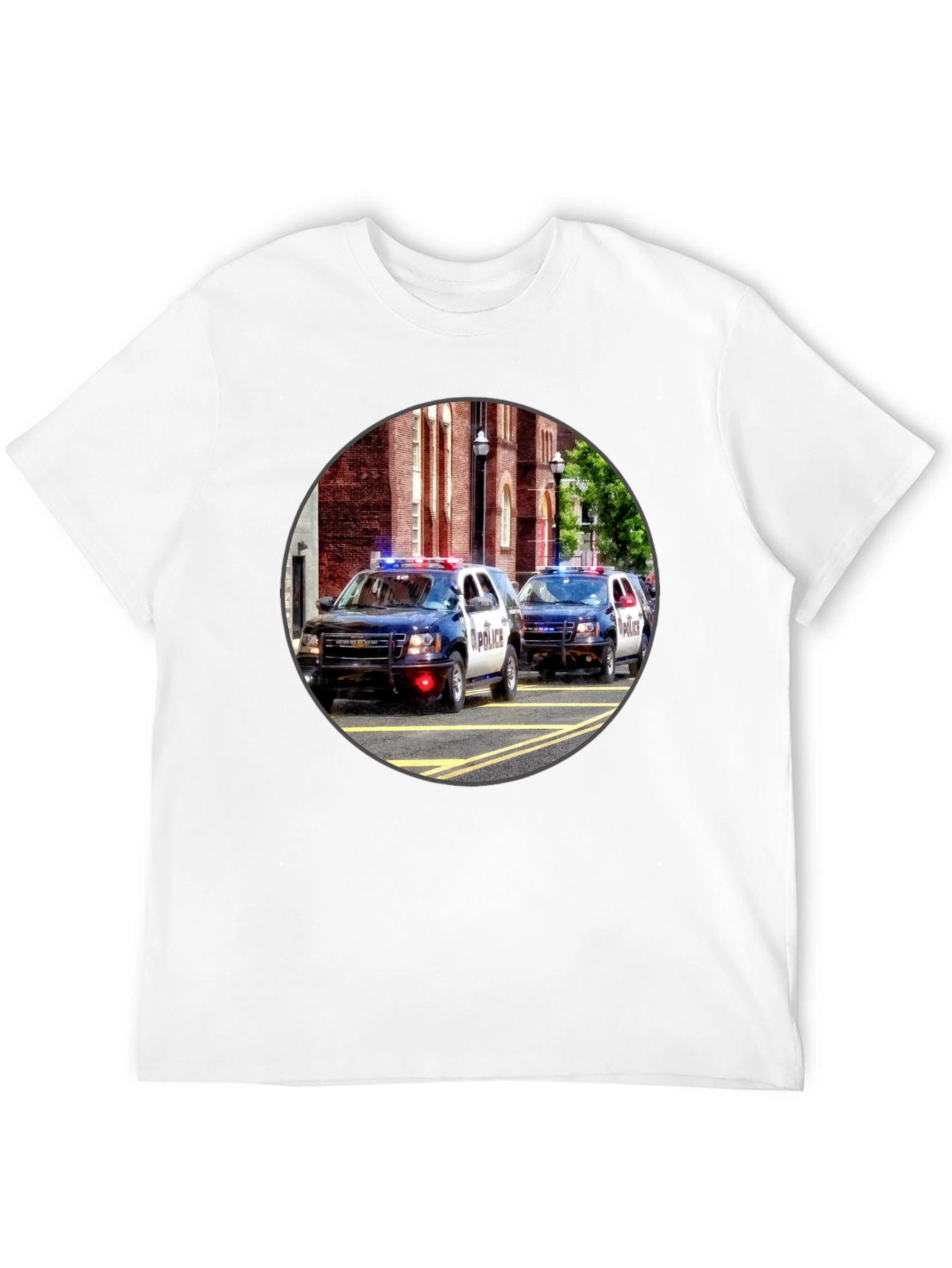 Black Police Car Graphic T-Shirt view 12