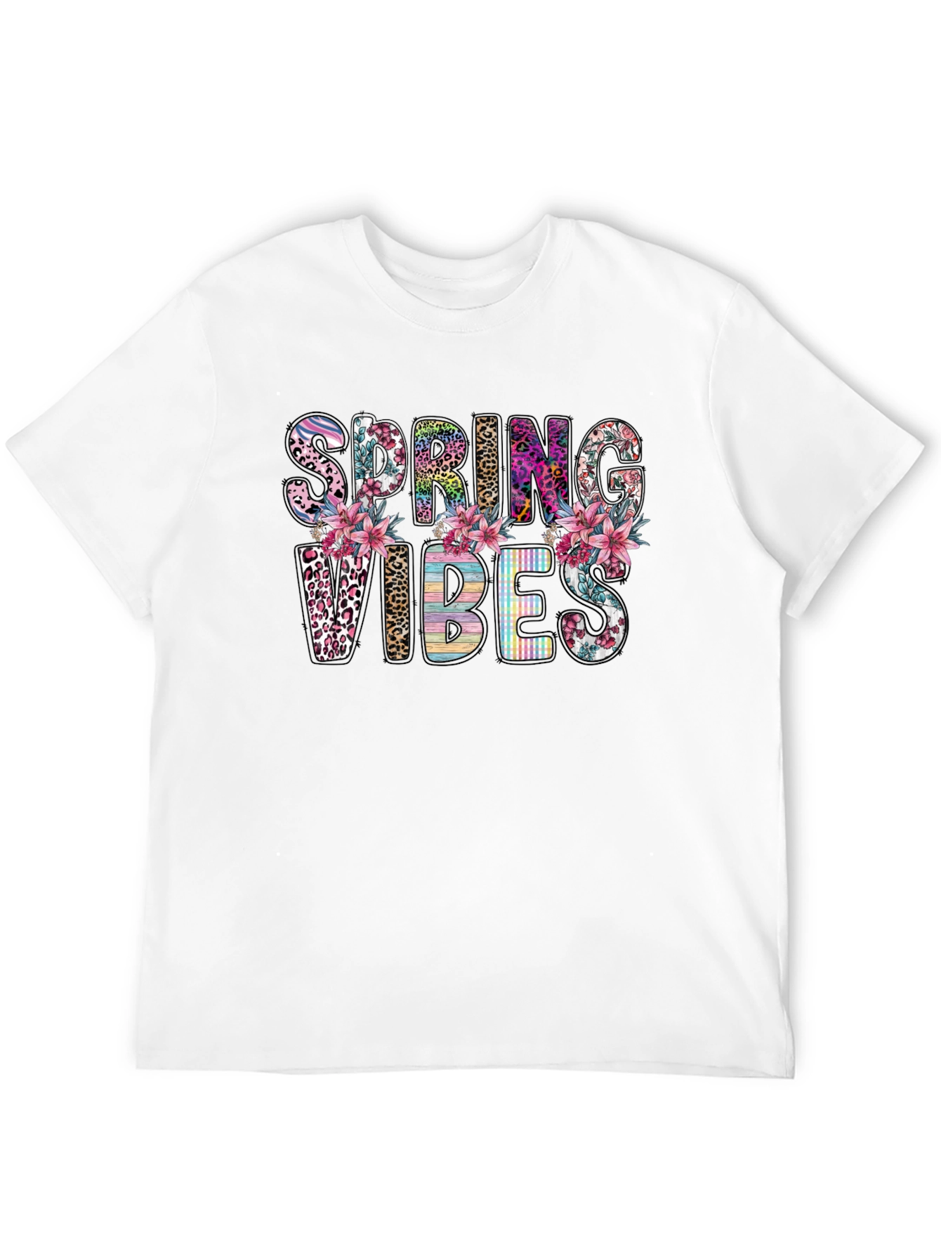 Black Spring Vibes Floral Graphic T-Shirt view 12