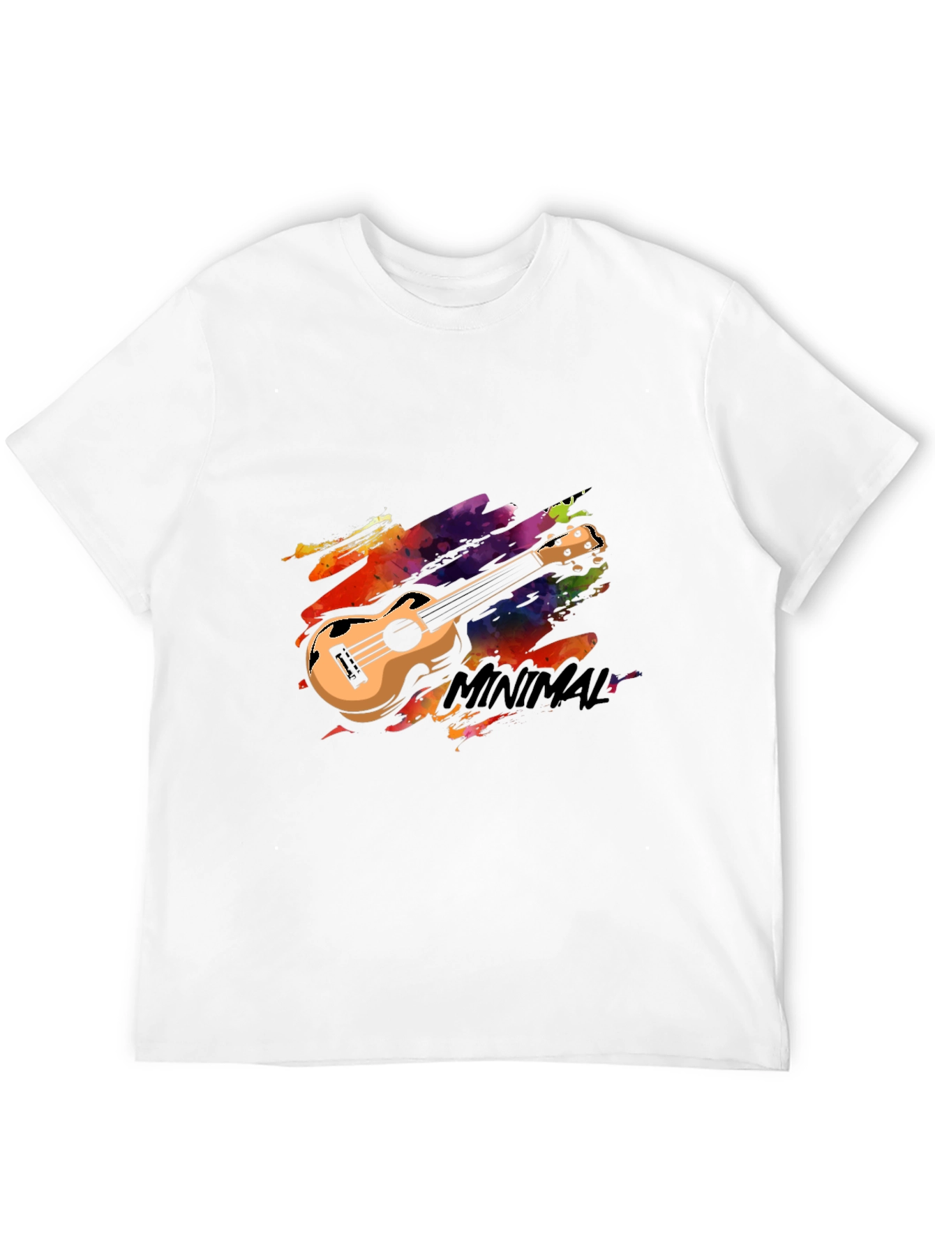 Black Minimal Ukulele Graphic Tee - Stylish Black T-Shirt view 12