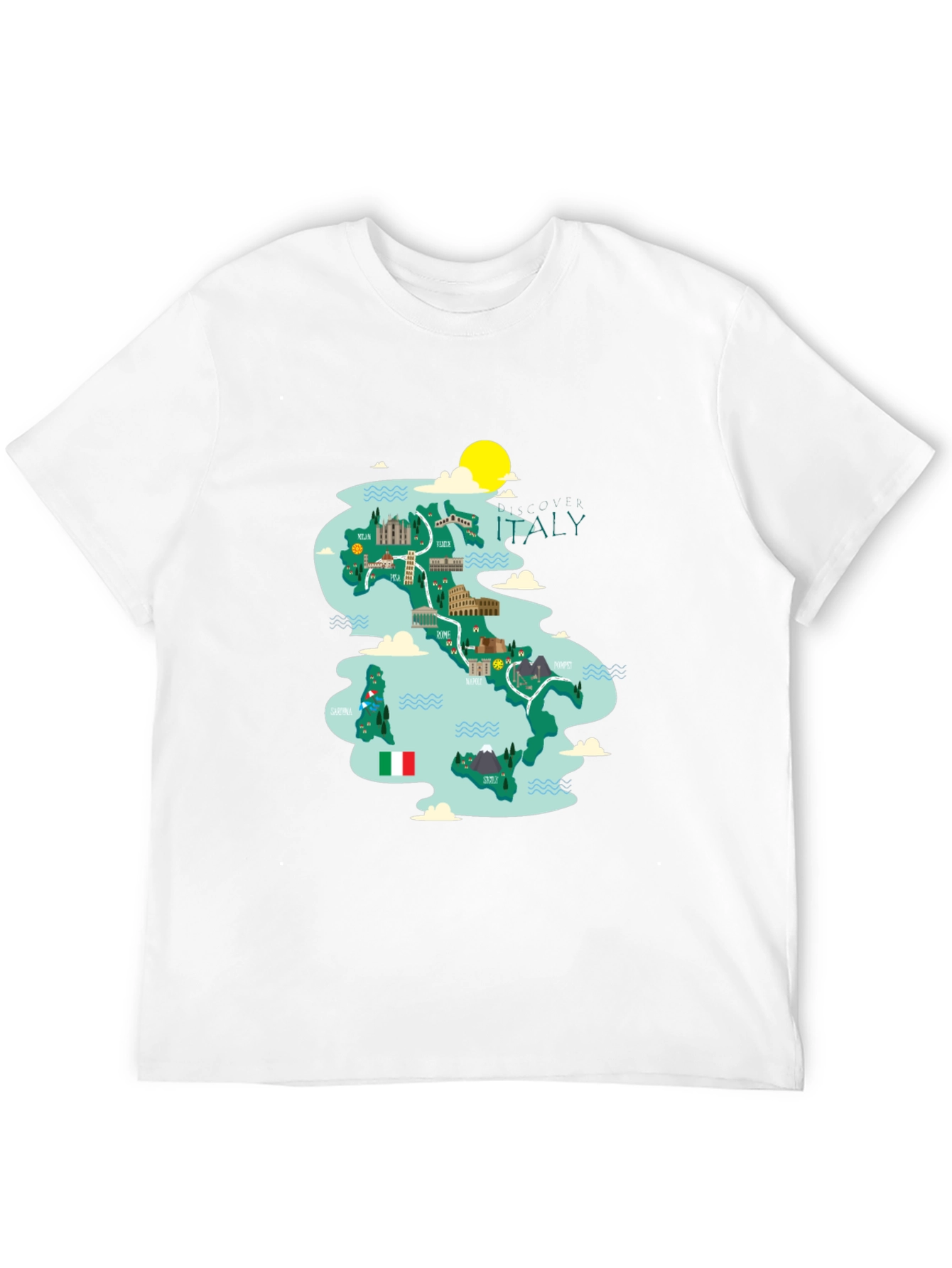 Black Italy Map Graphic Tee - Travel Souvenir view 12