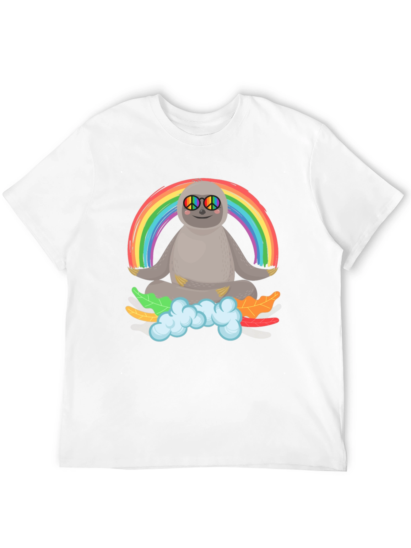 Black Sloth Rainbow Peace T-Shirt view 12