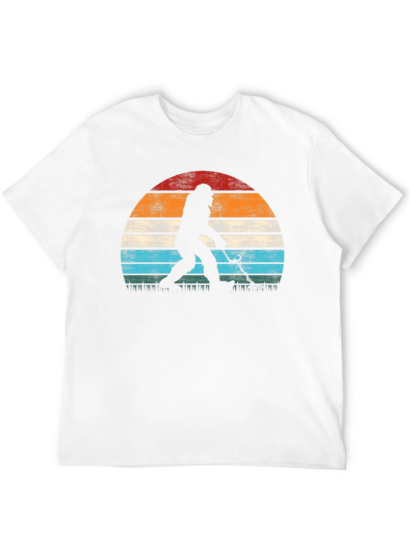 Black Bigfoot Hockey Sunset Graphic T-Shirt view 12