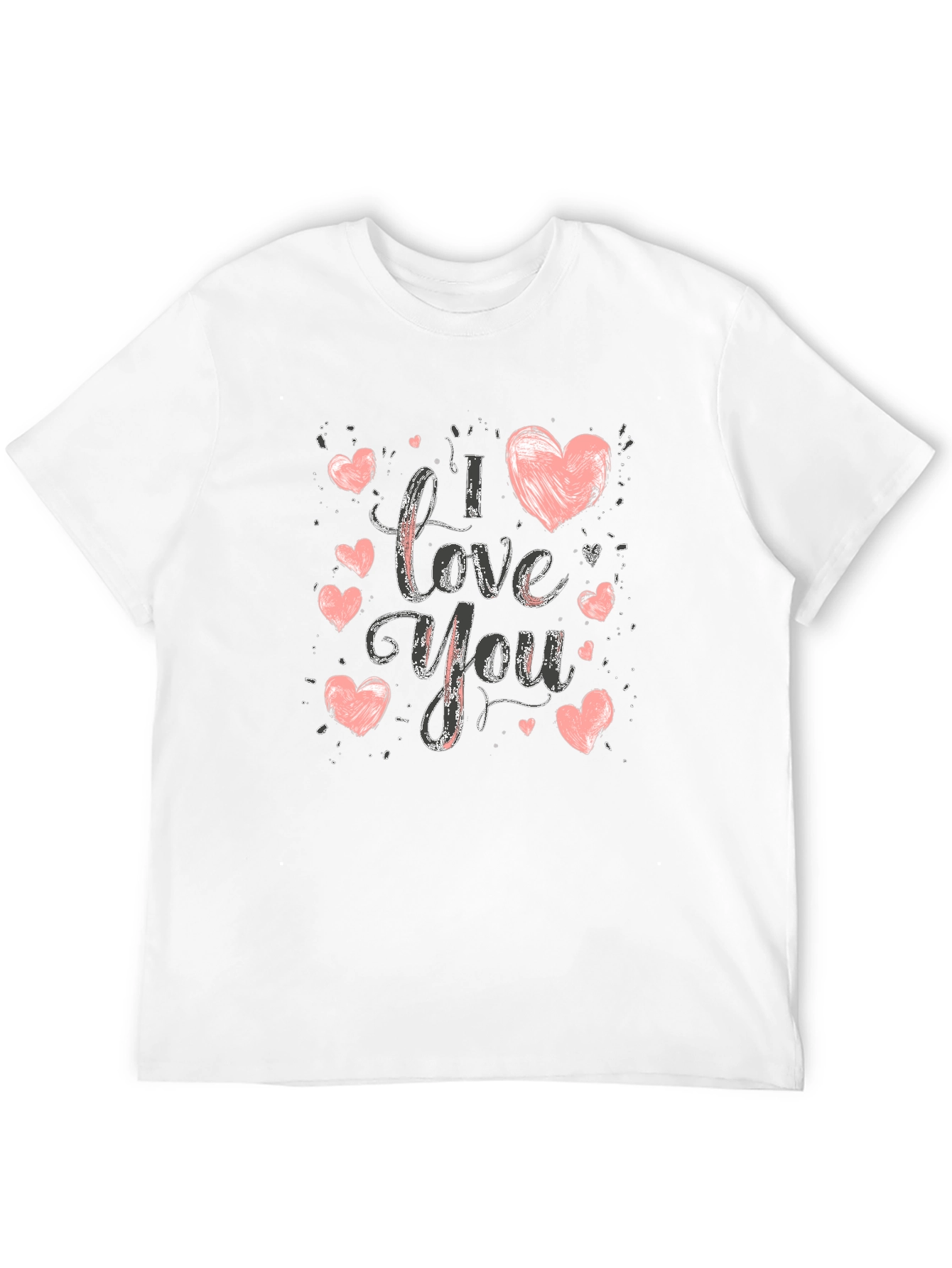Black I Love You Graphic Print Crew Neck T-Shirt view 12