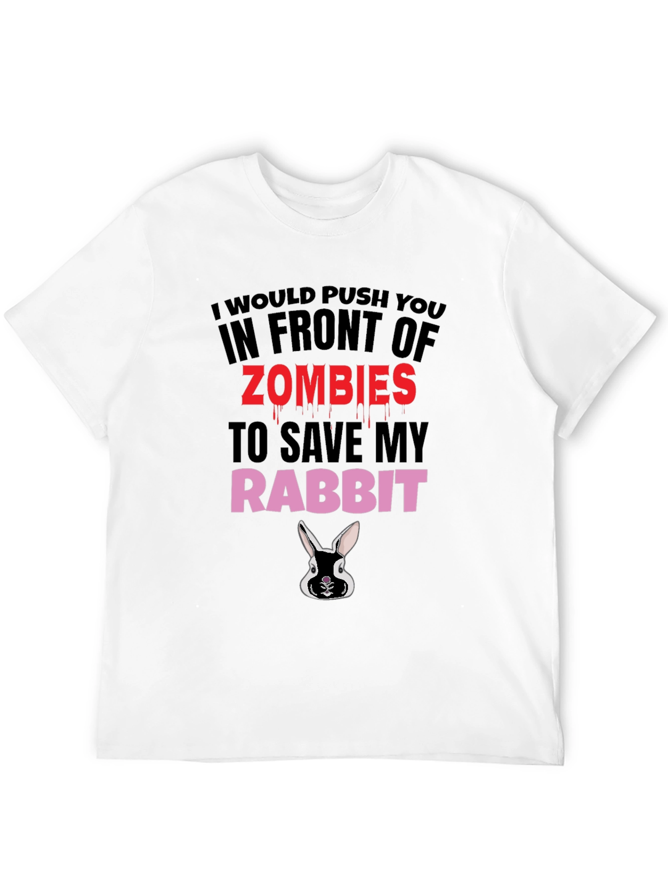 Black Zombie Rabbit Humor T-Shirt view 12