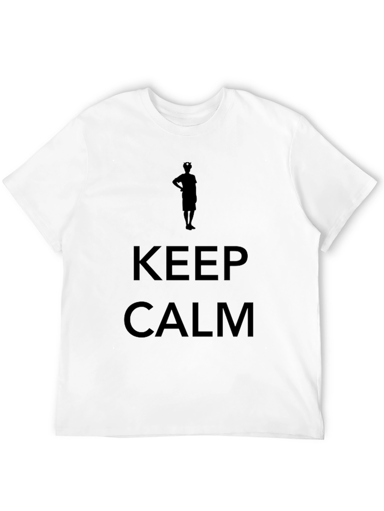 Black Men's "Keep Calm" Graphic Print Black T-Shirt view 12