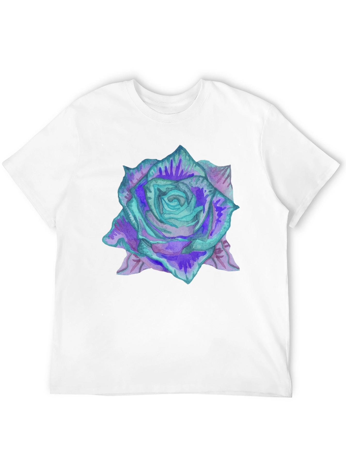 Black Watercolor Rose Print Black Tee view 12