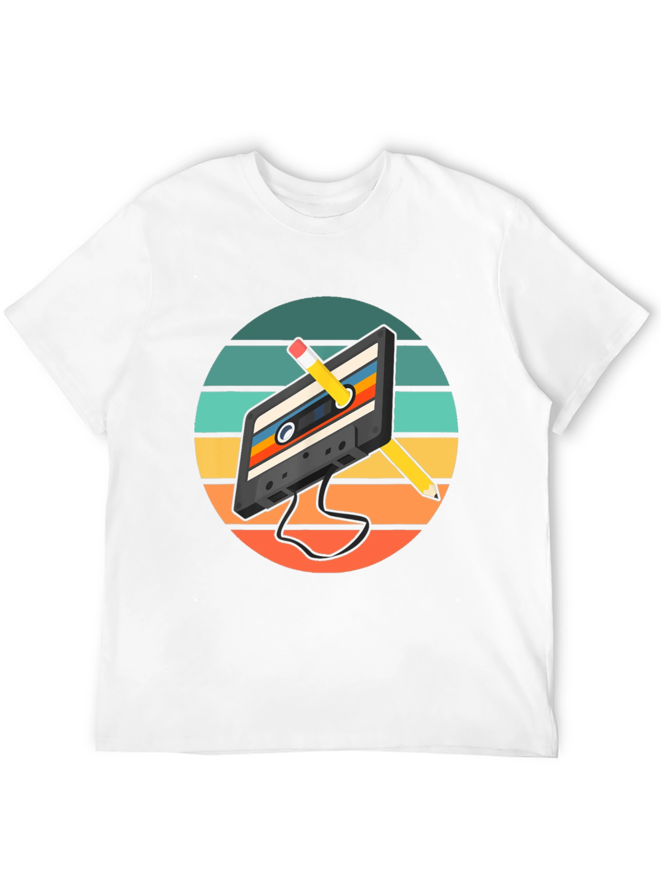 Black Retro Cassette Tape & Pencil Graphic Tee view 12