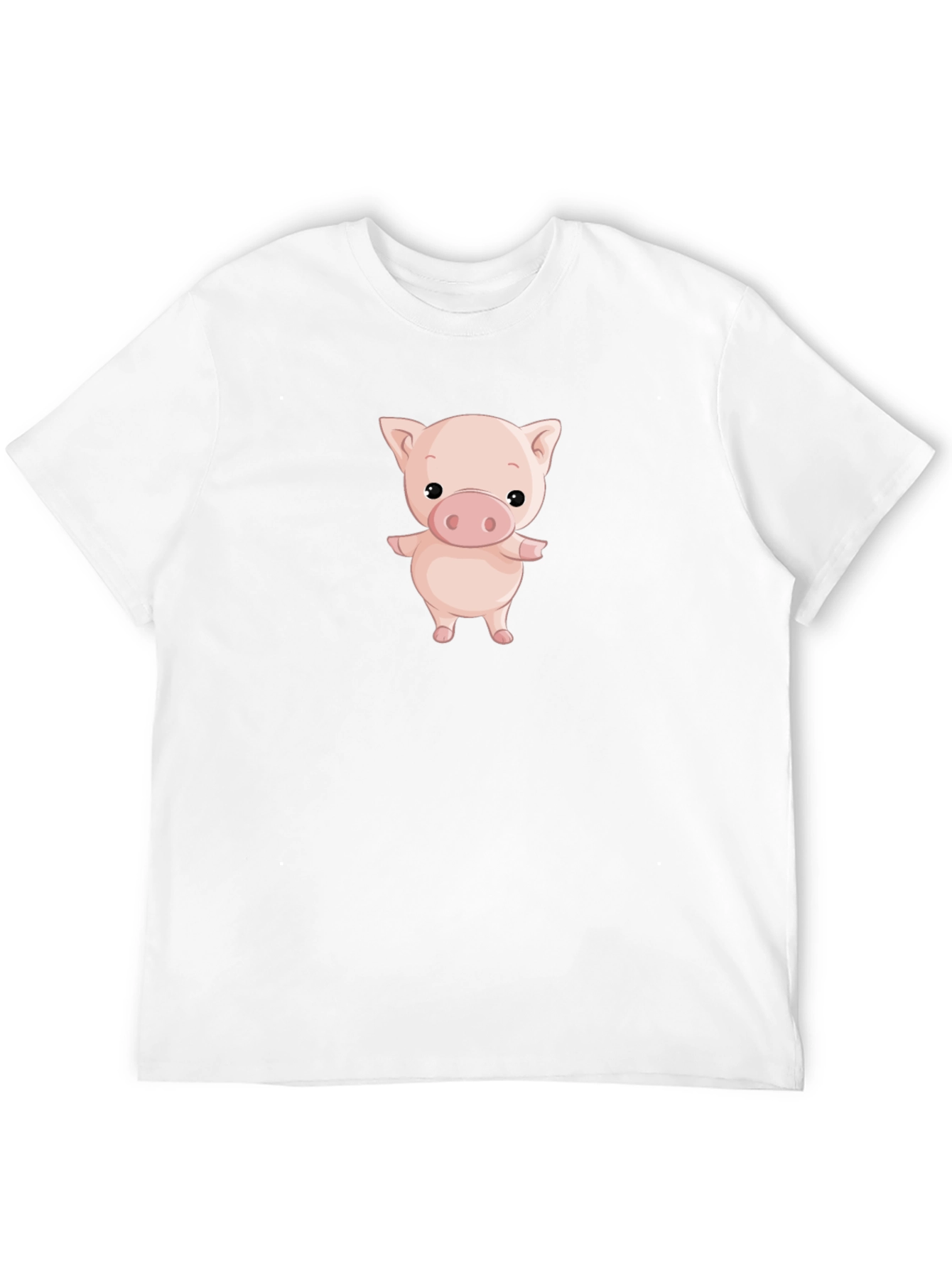 Black Cute Pig Graphic Black T-Shirt view 12