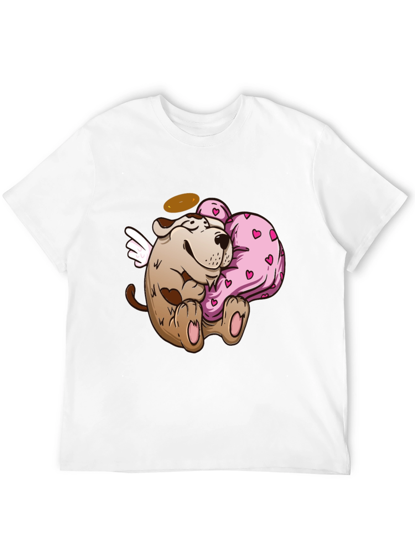 Black Angel Dog Hug Heart T-Shirt Valentine's view 12