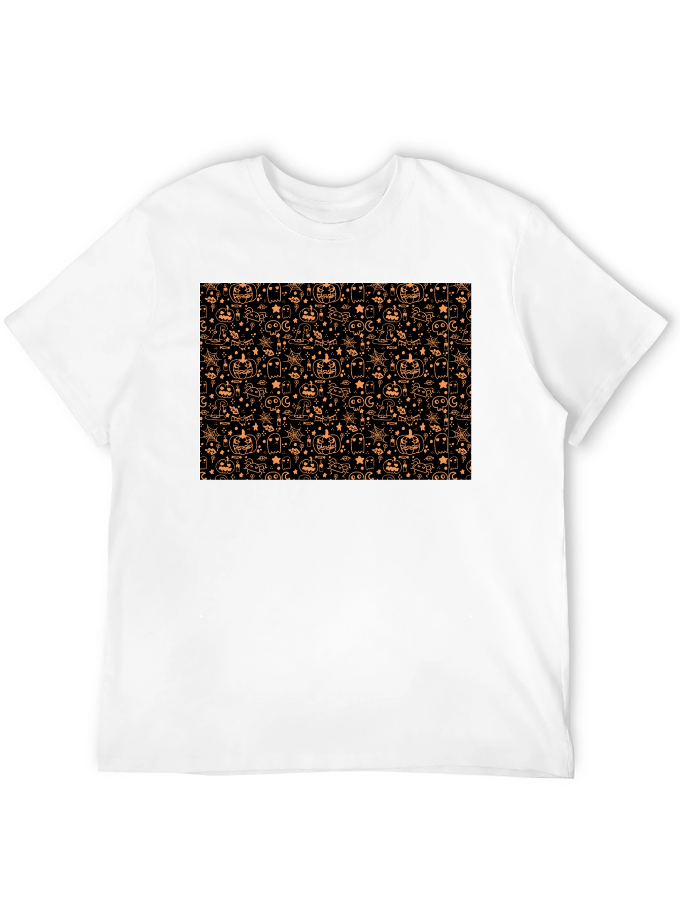 Black Halloween Pattern T-Shirt - Spooky Season Style view 12