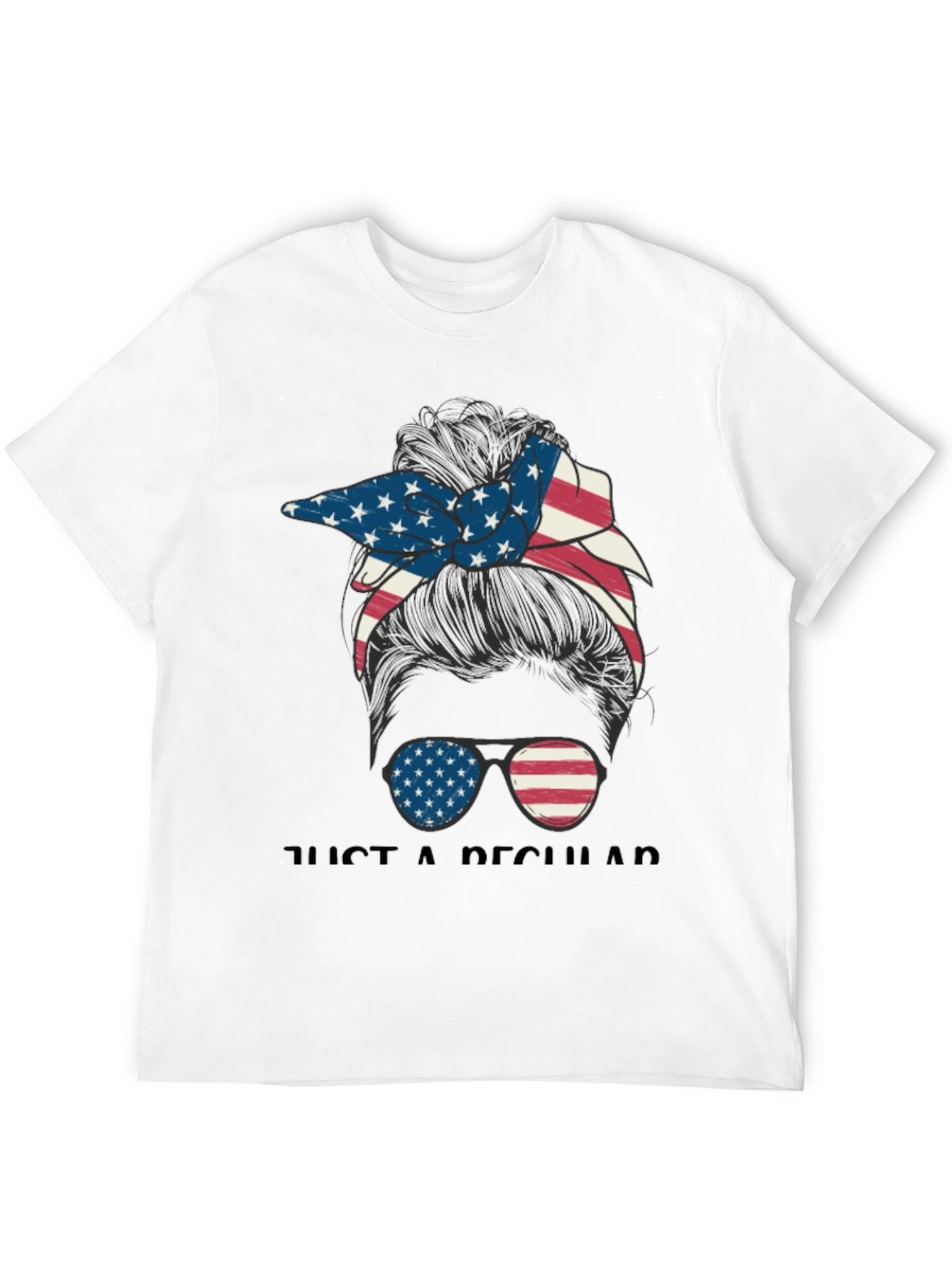 Black Patriotic Messy Bun T-Shirt view 12