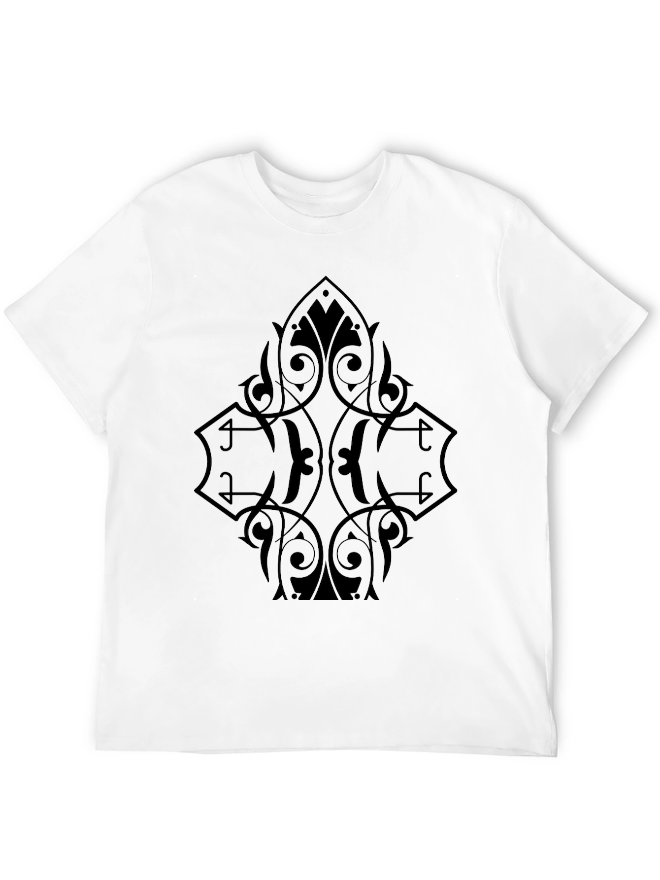 Black Men's Black Graphic Tee - Ornate Diamond Design view 12