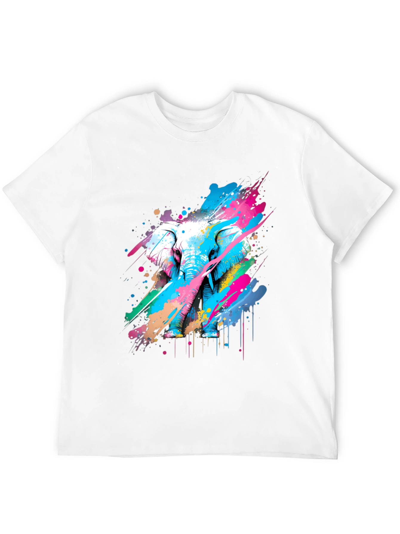 Black Colorful Elephant Graphic T-Shirt - Artistic Design view 12