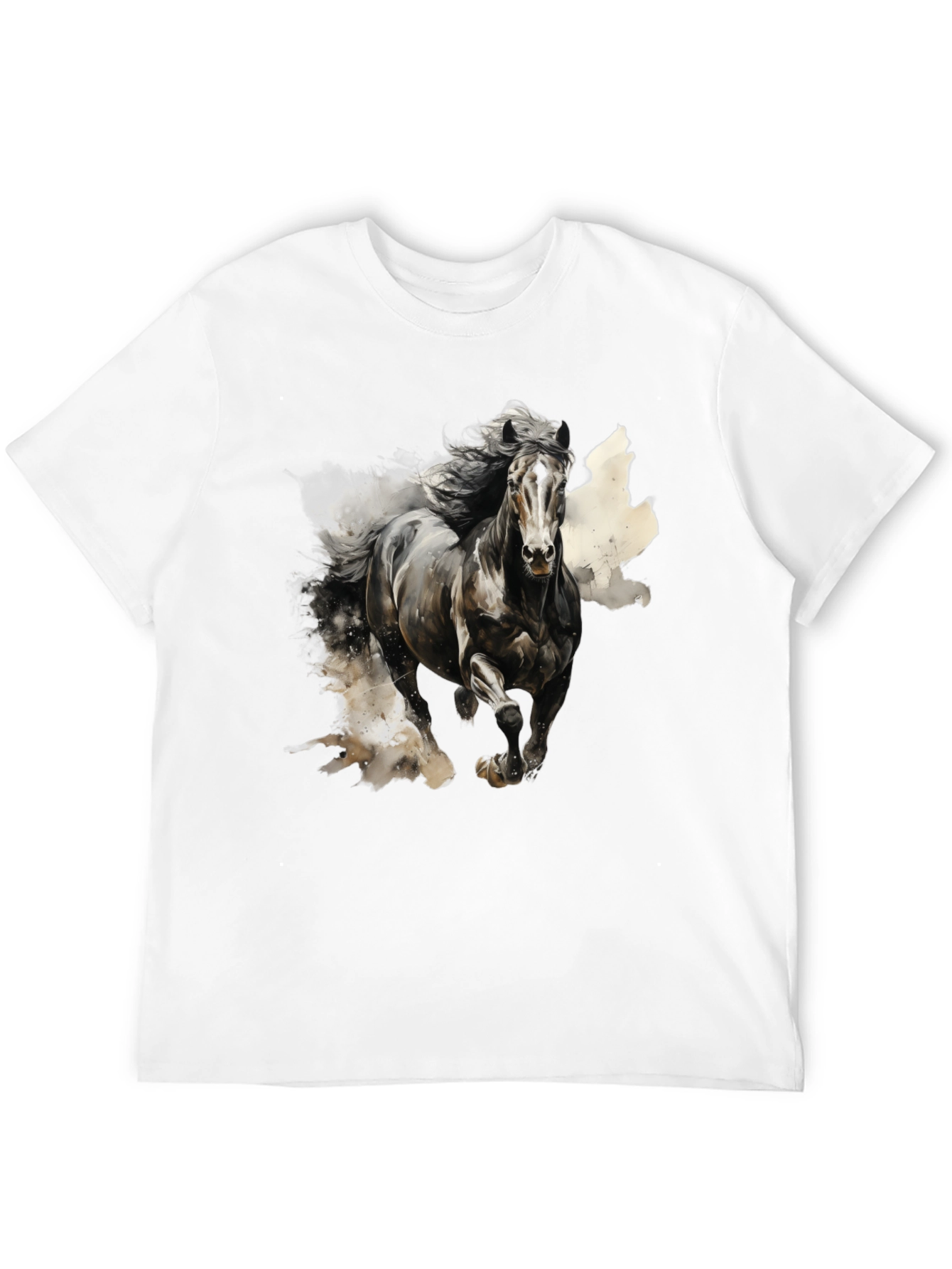 Black Majestic Horse Graphic Tee - Black Cotton Blend view 12