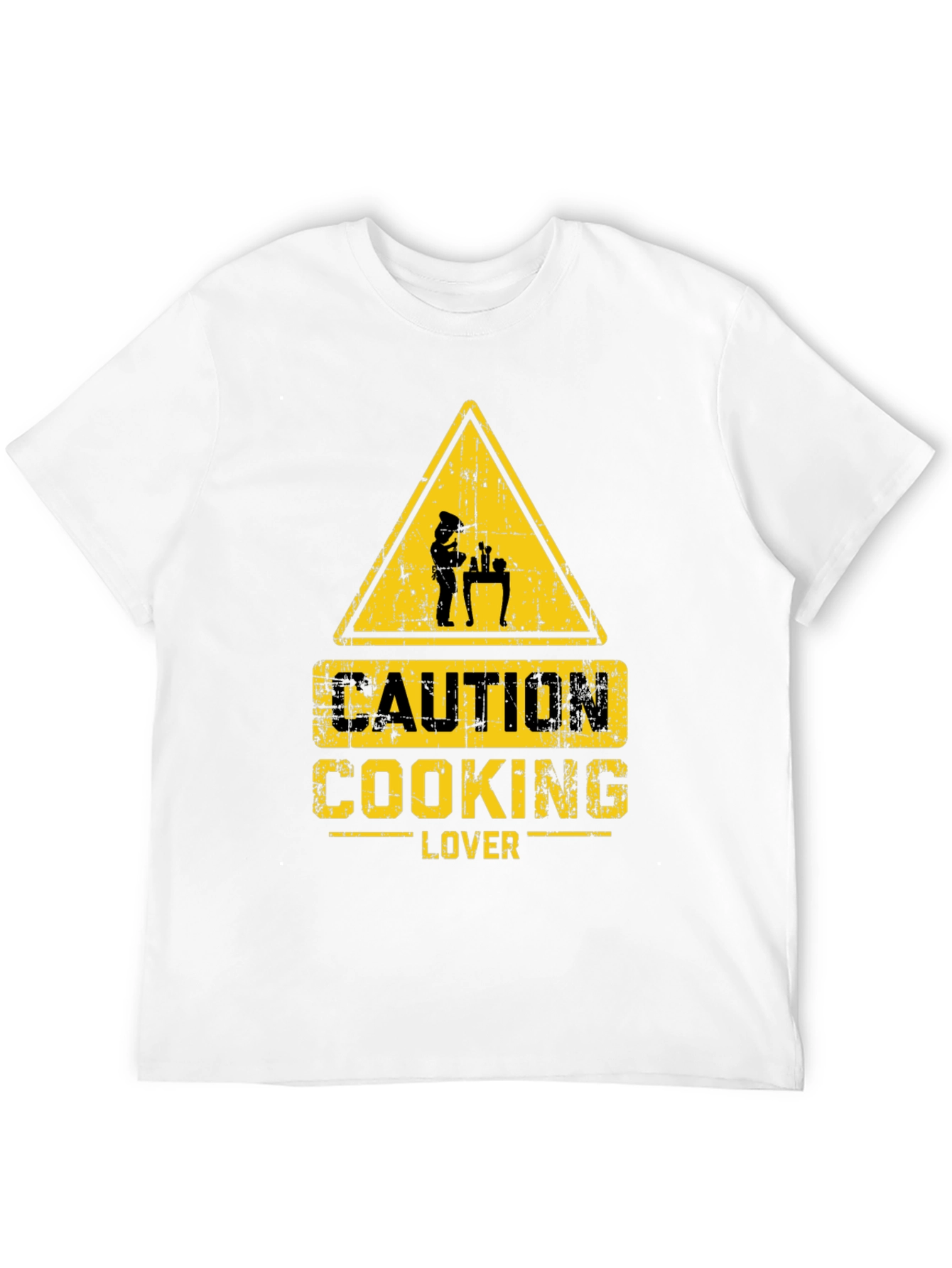 Black Caution Cooking Lover T-Shirt - Black view 12