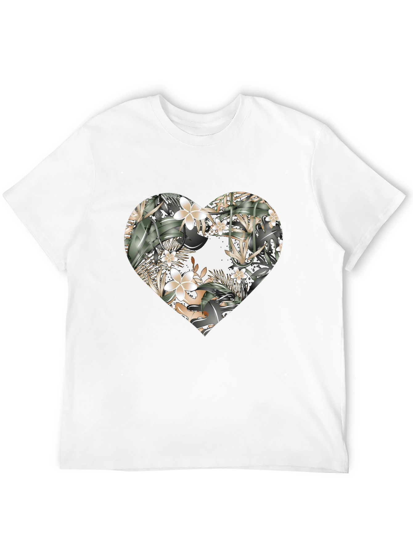 Black Floral Heart Graphic Tee - Stylish Black T-Shirt view 12