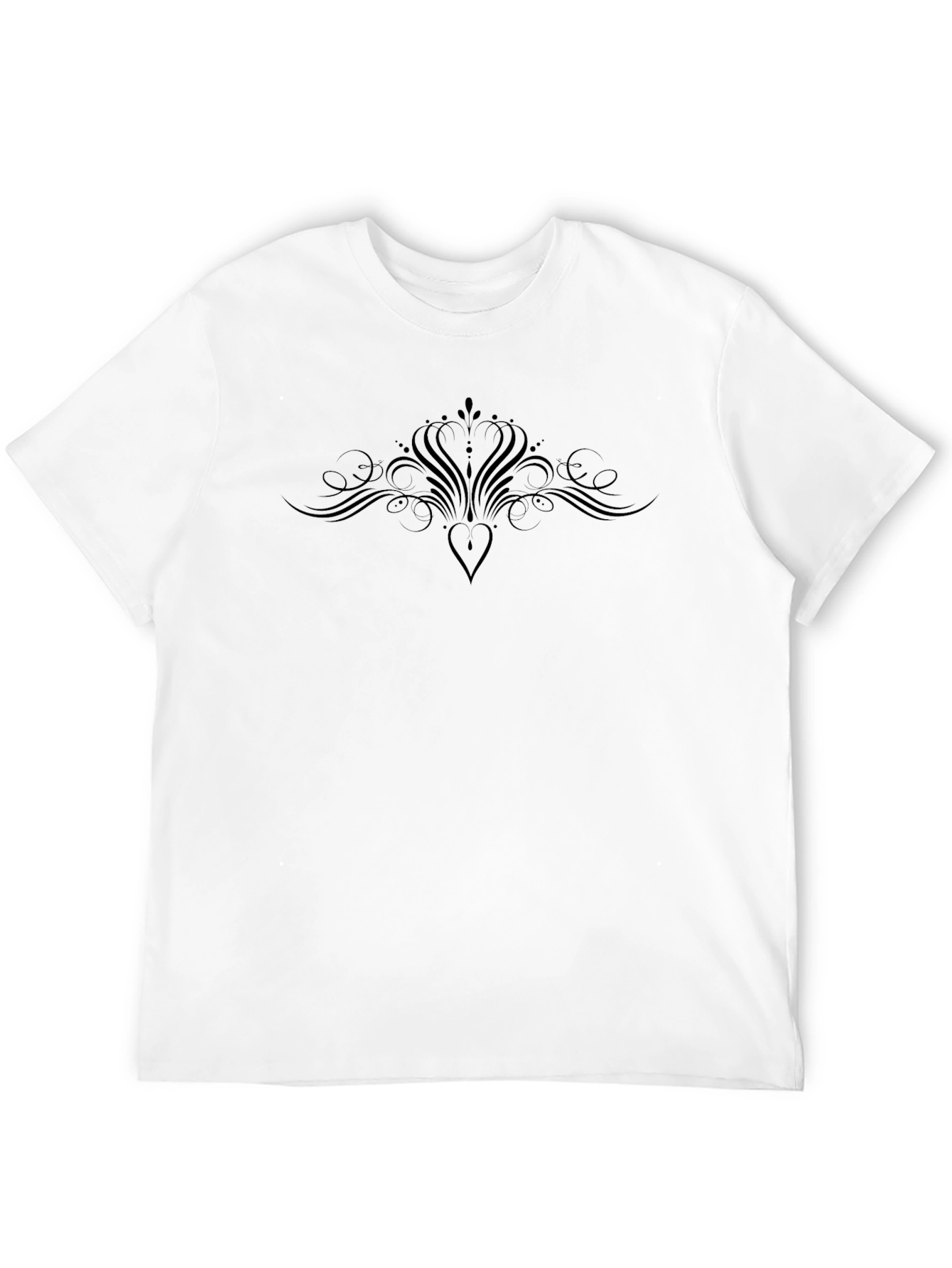 Elegant Black Graphic Tee - Heart & Flourish Design - 12