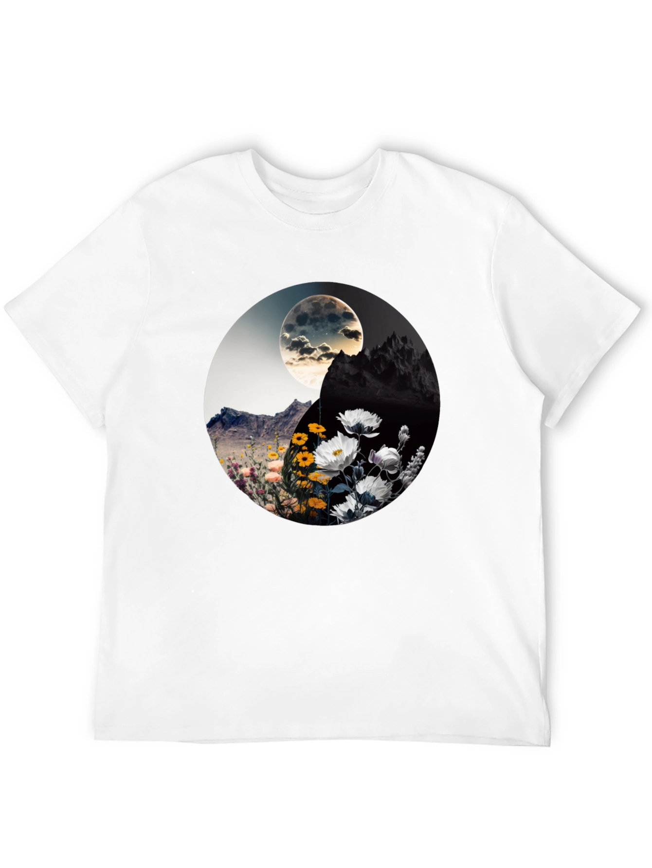 Black Yin Yang Floral Graphic Tee - Stylish Comfort view 12