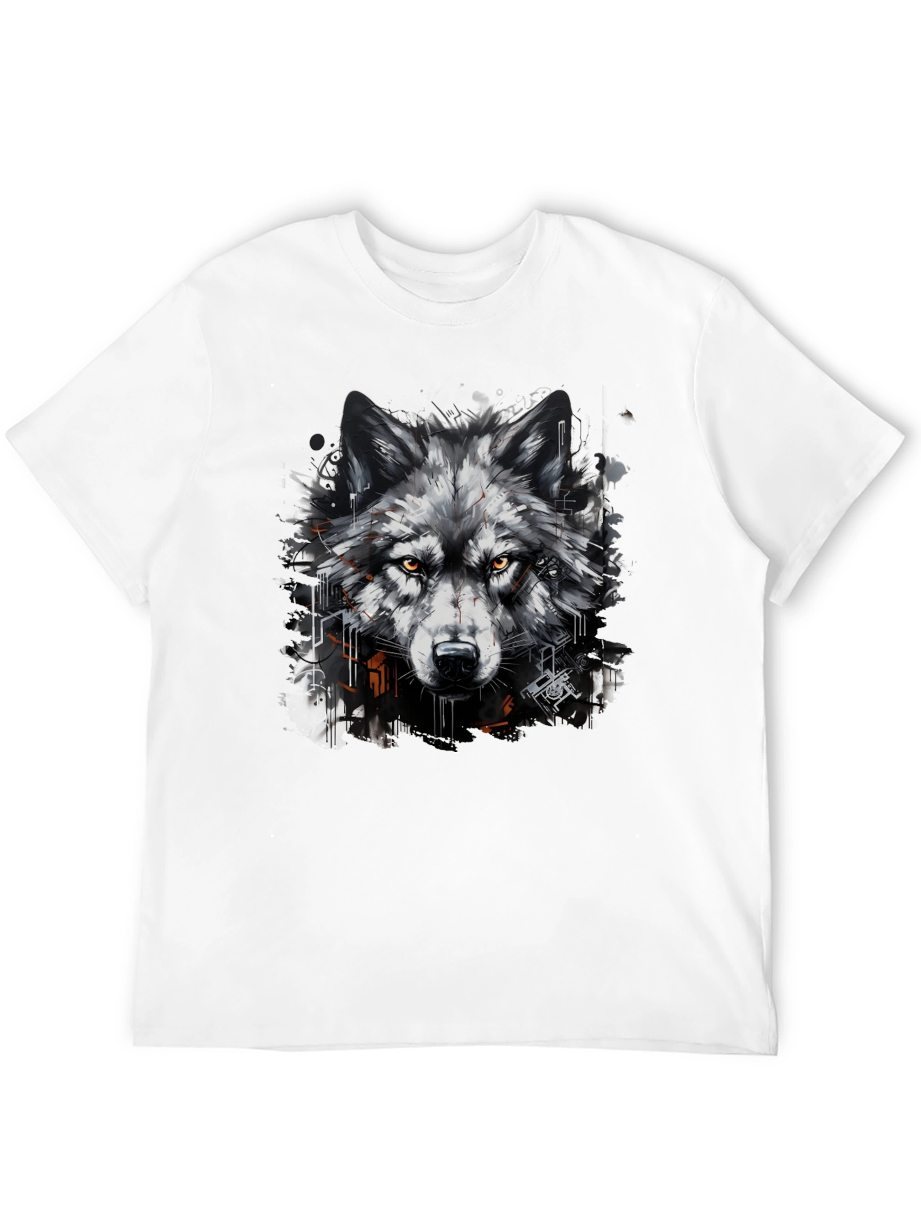 Black Wolf Graphic Print Black T-Shirt view 12