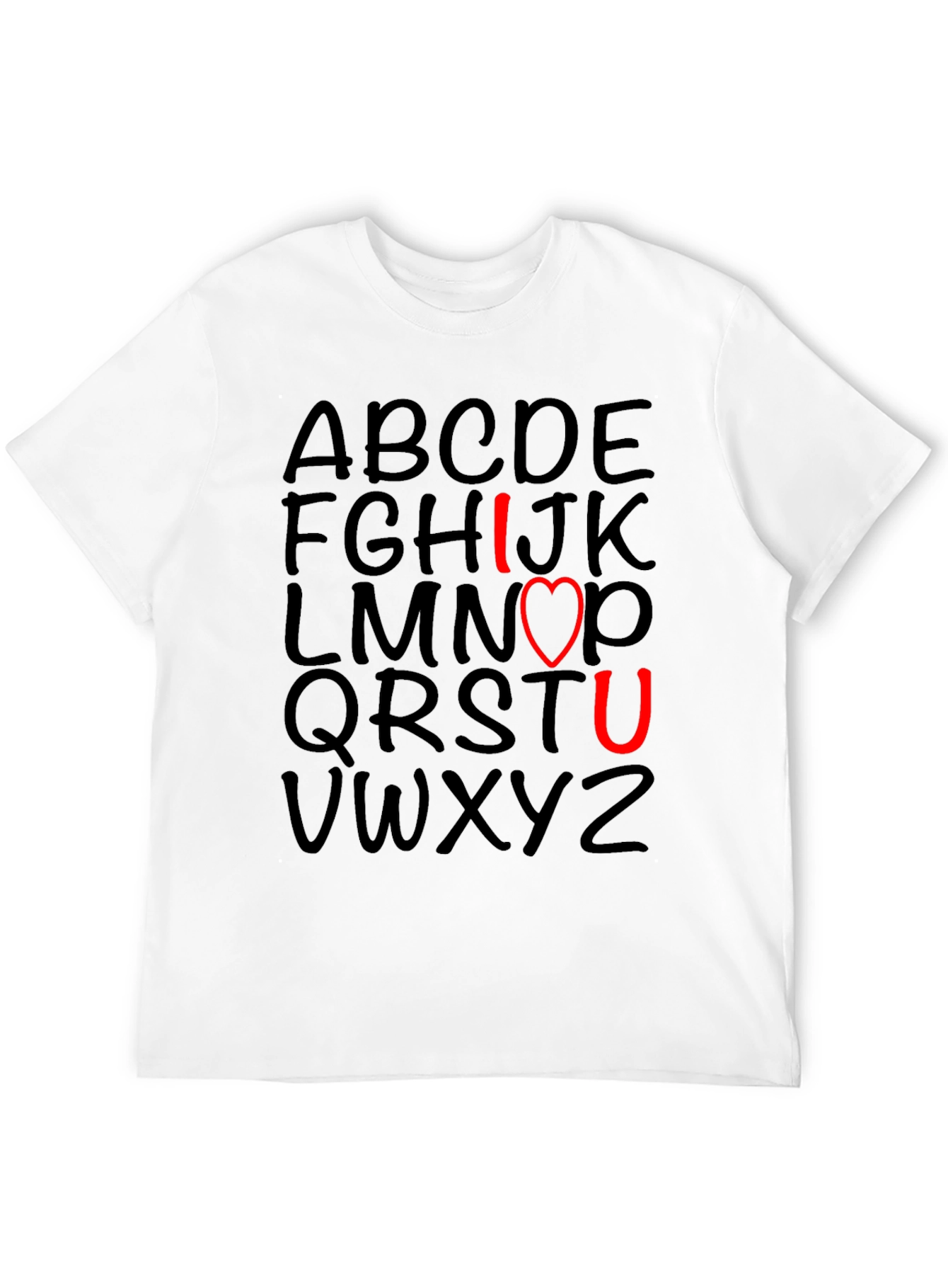 Black I Love You T-Shirt with Alphabet Design view 12