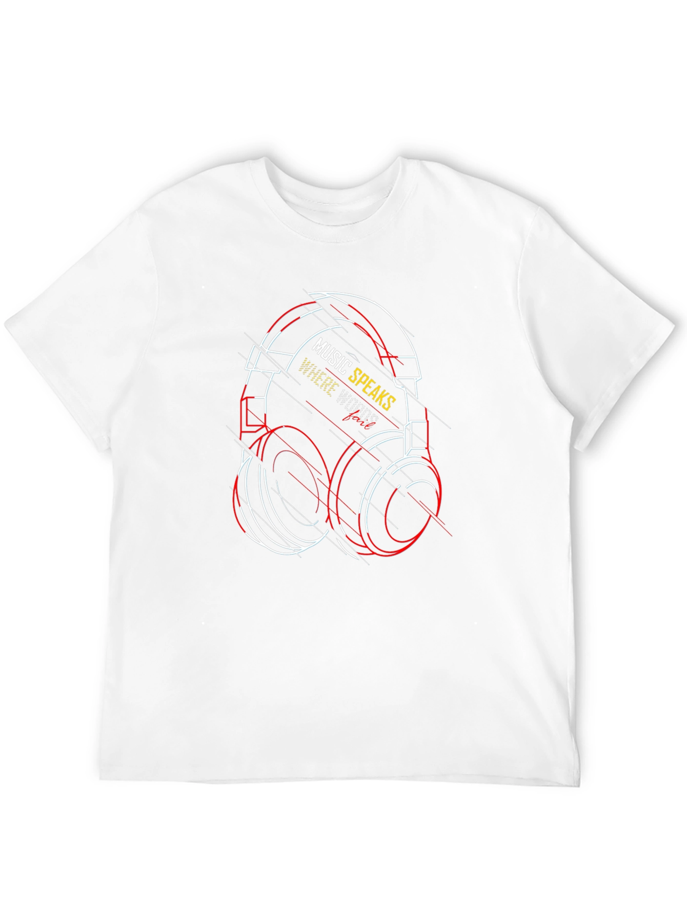 Black Music Speaks T-Shirt - Unique Headphones Design view 12