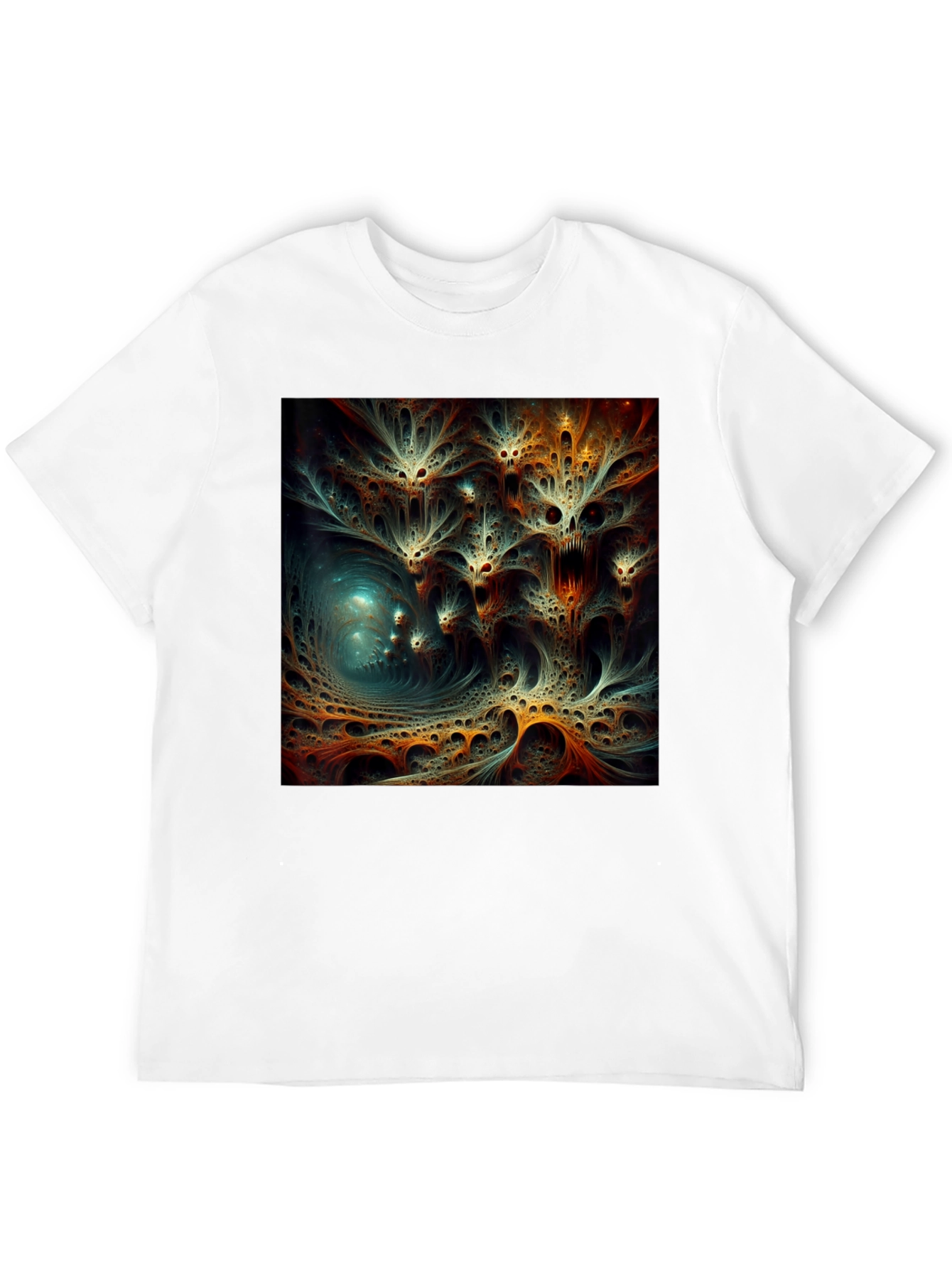 Black Abstract Fractal Design Black T-Shirt view 12