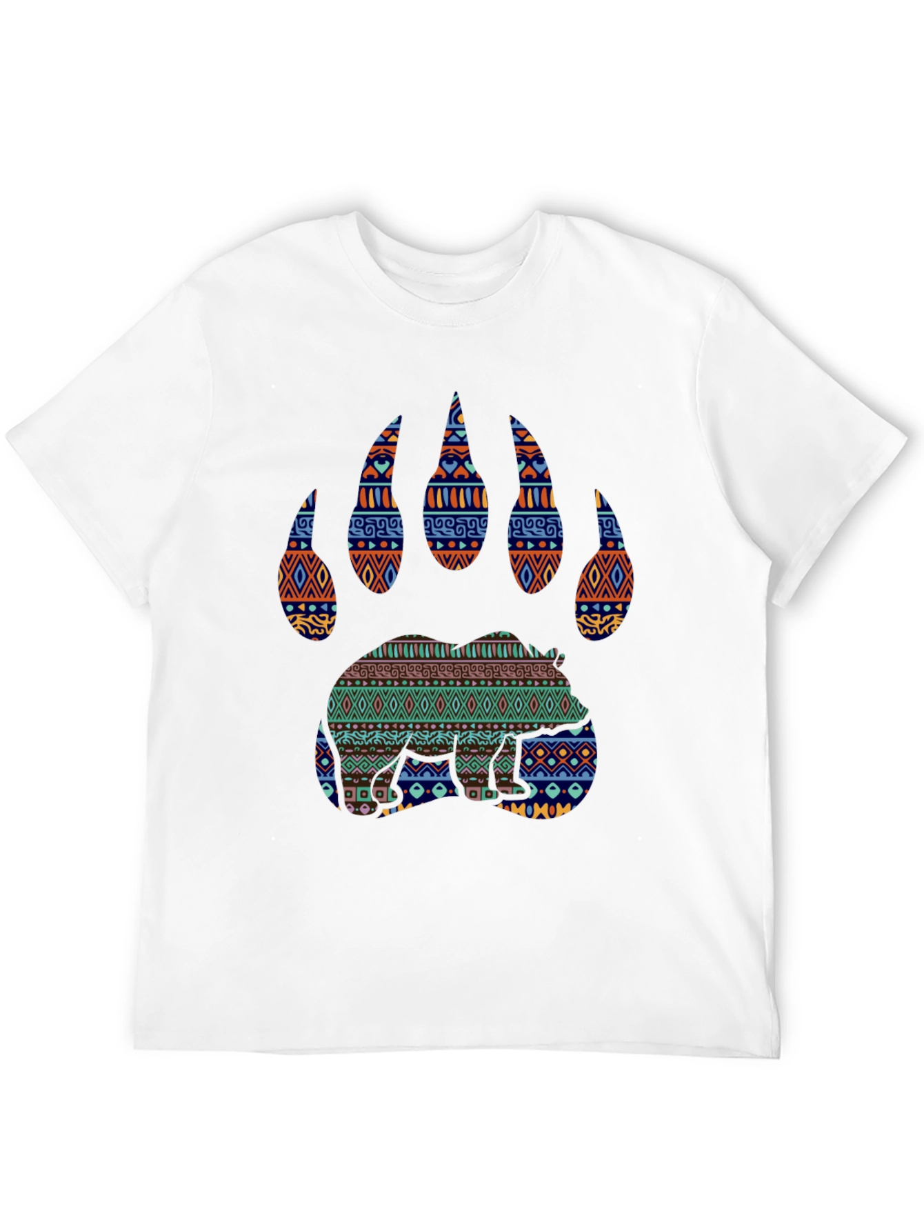 Black Tribal Bear Paw Print T-Shirt - Black view 12