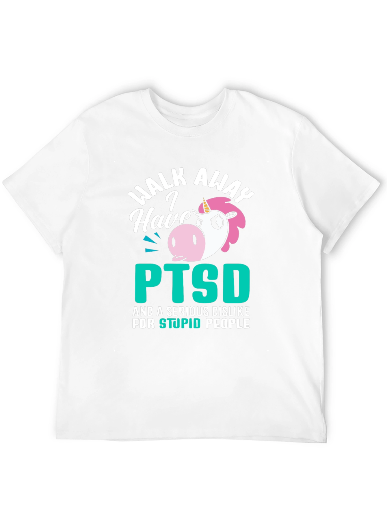 Black Walk Away PTSD Unicorn Graphic T-Shirt view 12