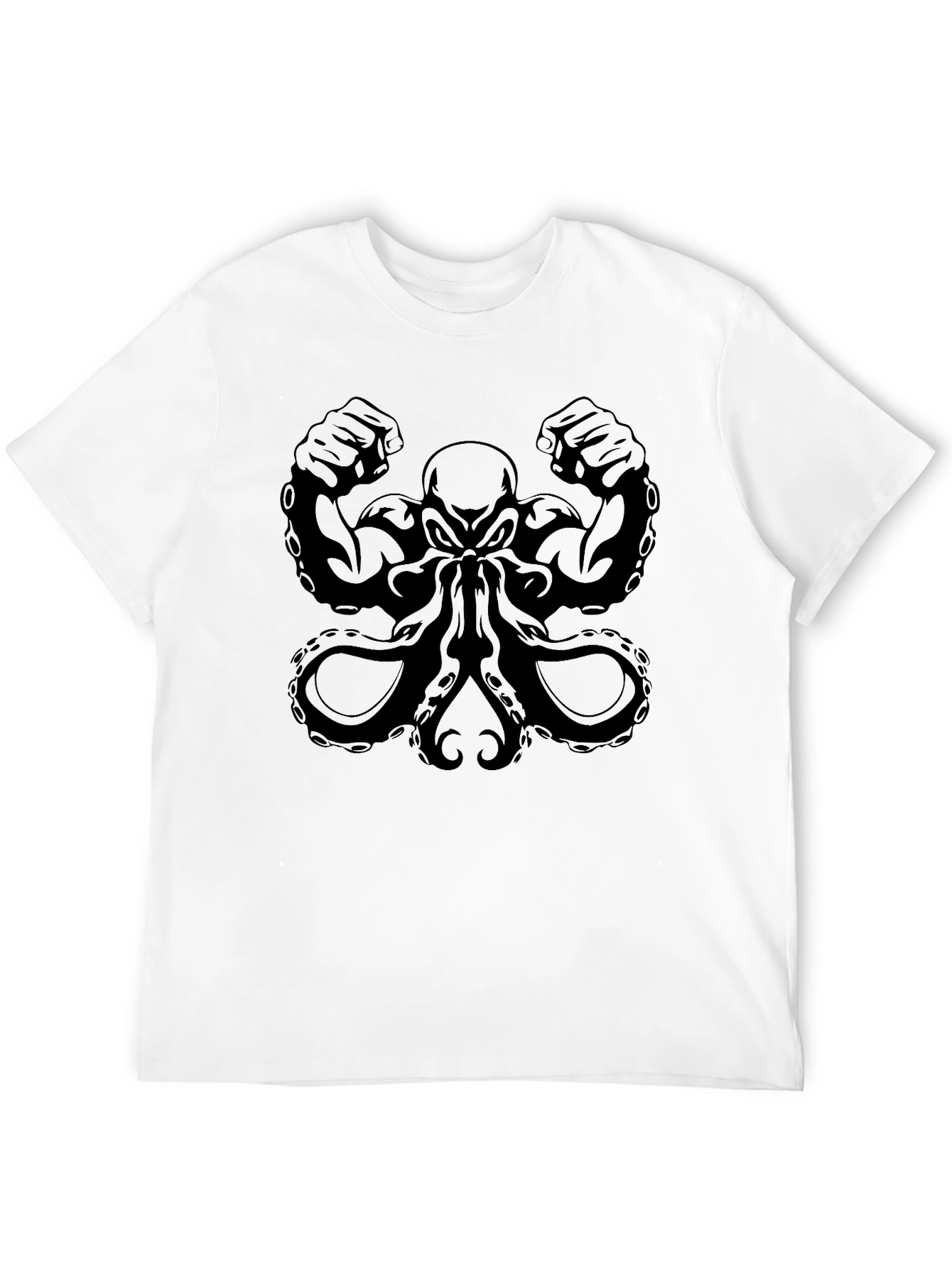 Black Muscular Octopus Graphic T-Shirt - Black view 12