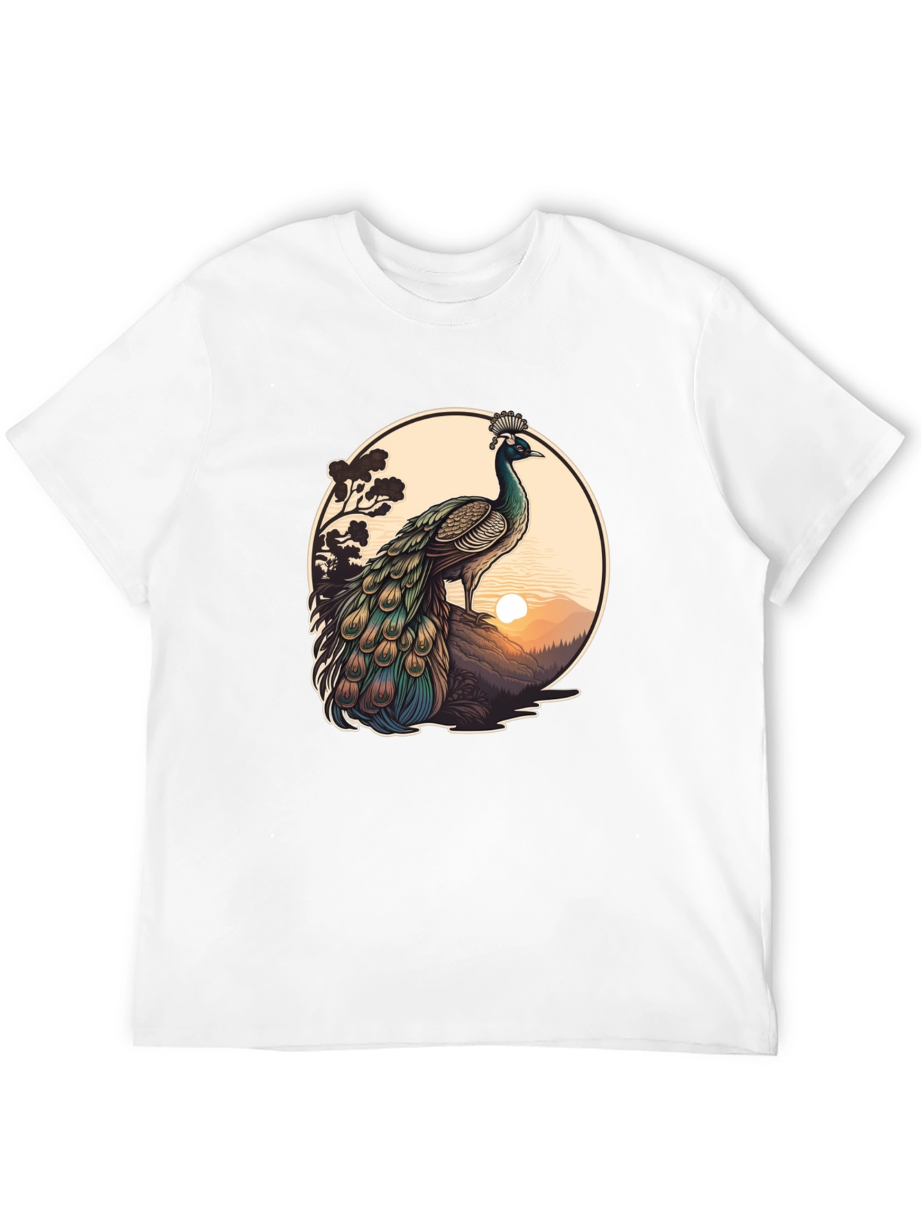 Black Peacock Graphic Tee - Nature Inspired Design view 12